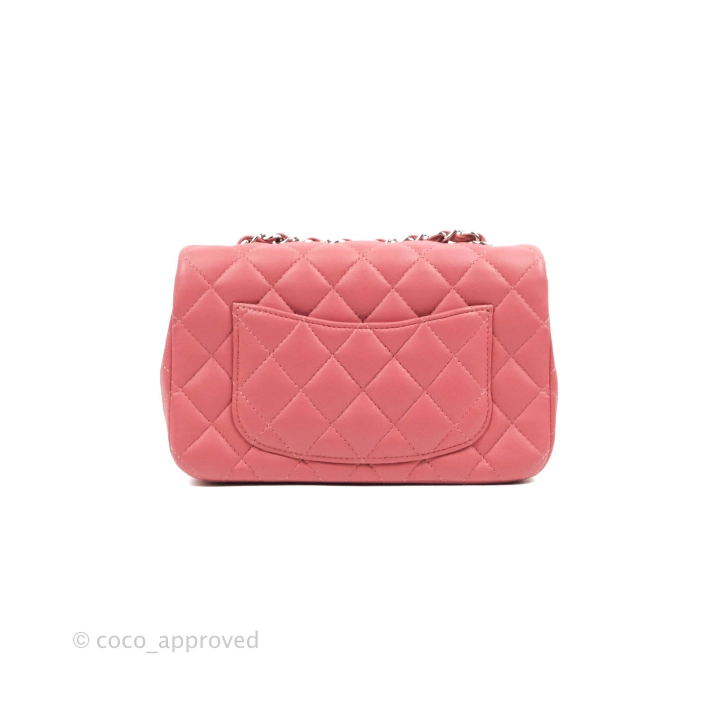Chanel Quilted Mini Rectangular Flap Pink Lambskin Silver Hardware