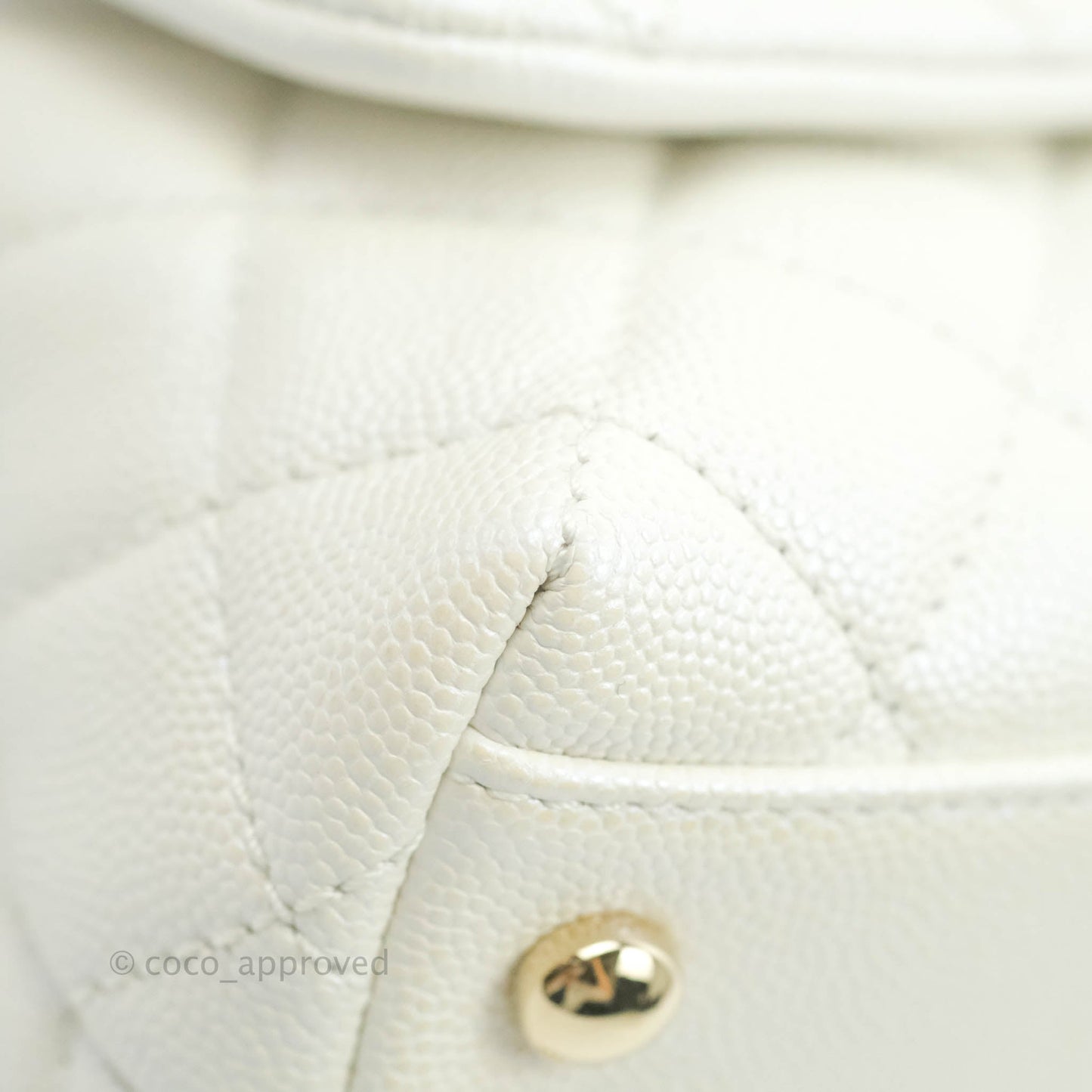 Chanel Mini Coco Handle Quilted Iridescent White Caviar Gold Hardware