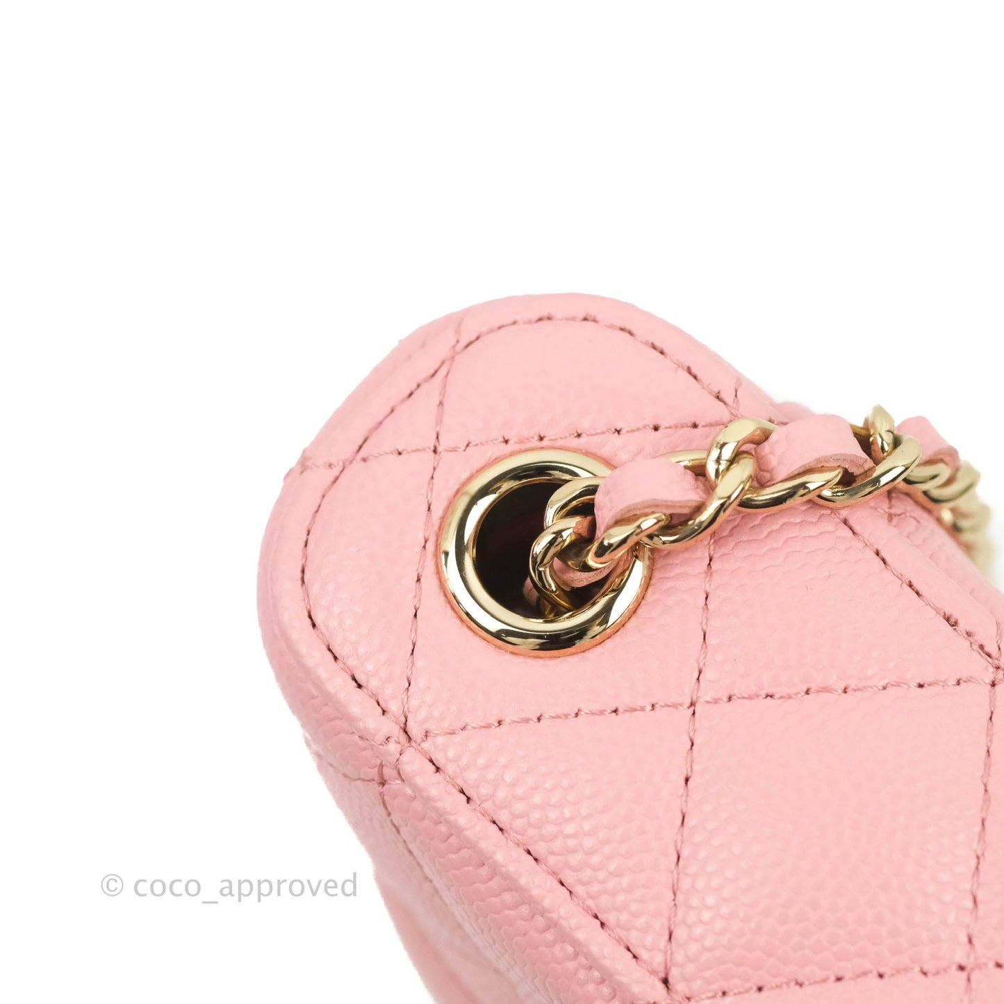 Chanel Vanity Phone Holder With Chain Pink Caviar Gold Hardware