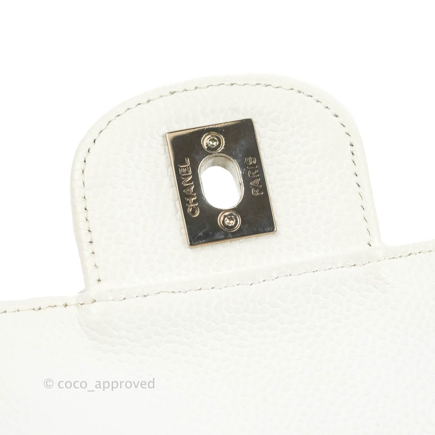 Chanel Quilted East West Flap White Soft Caviar Silver Hardware