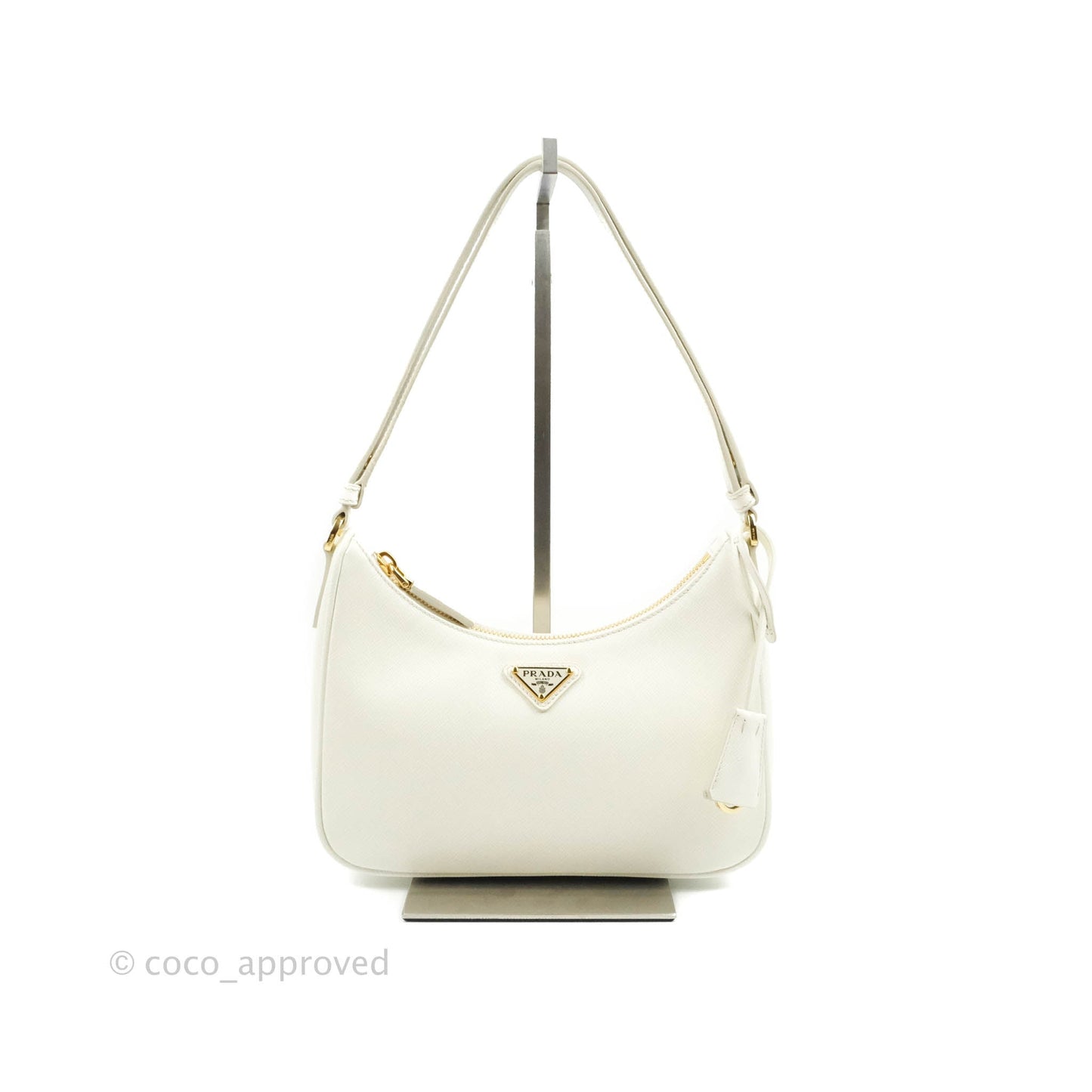 Prada Saffiano Leather Mini Bag White Gold Hardware