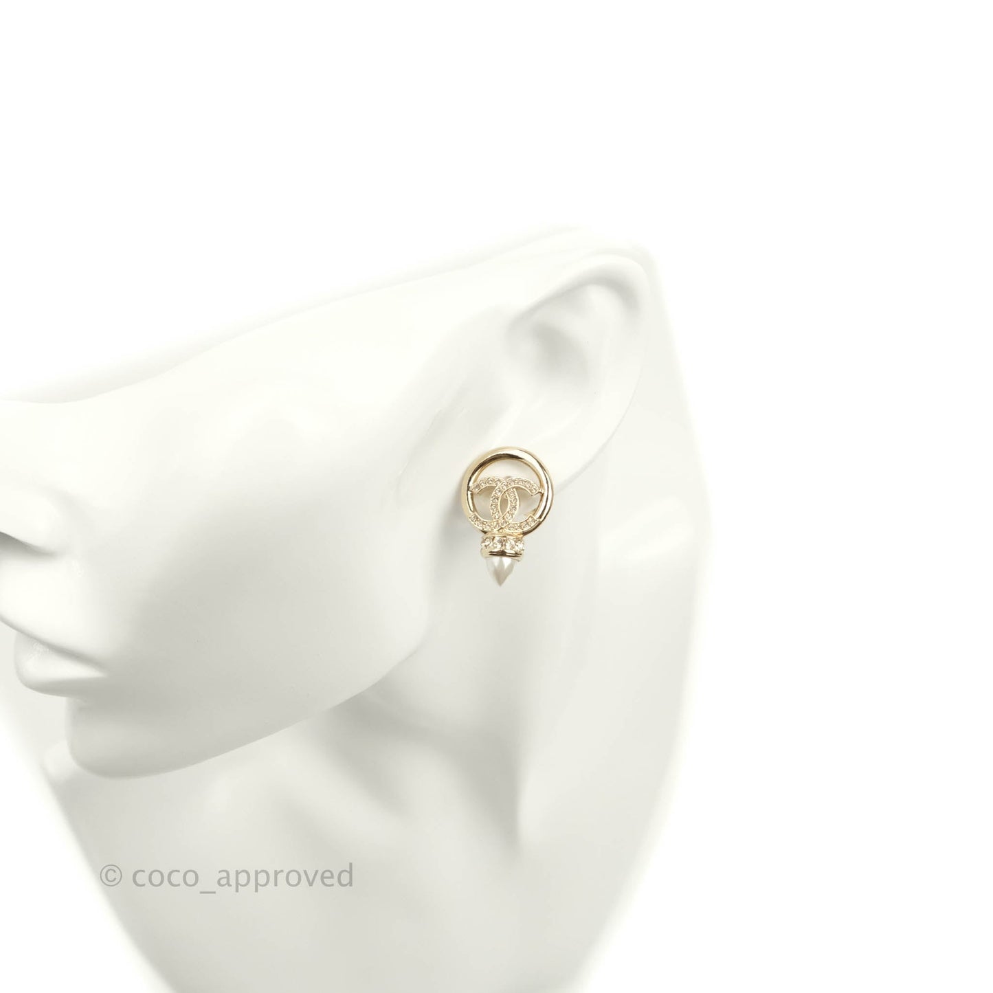 Chanel CC Crystal Pearl Earrings 22C