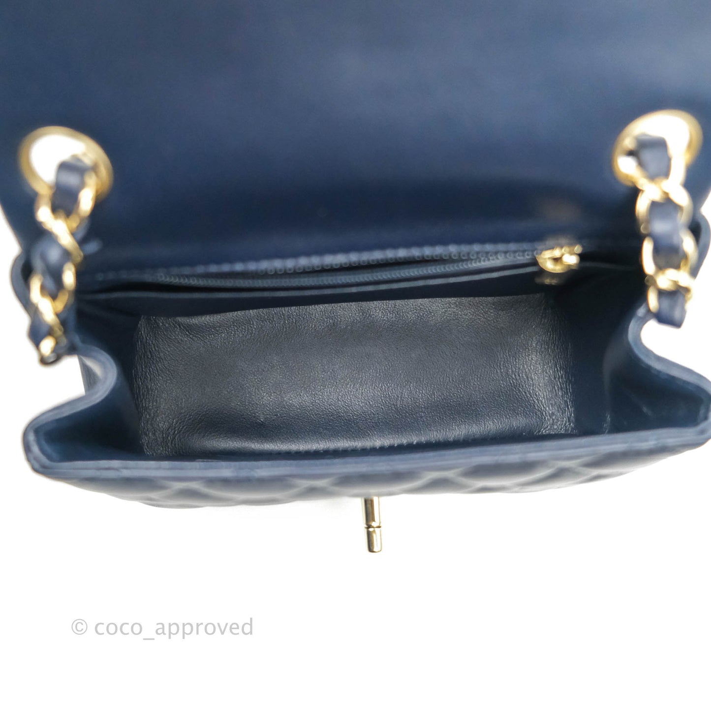 Chanel Quilted Mini Square Navy Lambskin Gold Hardware