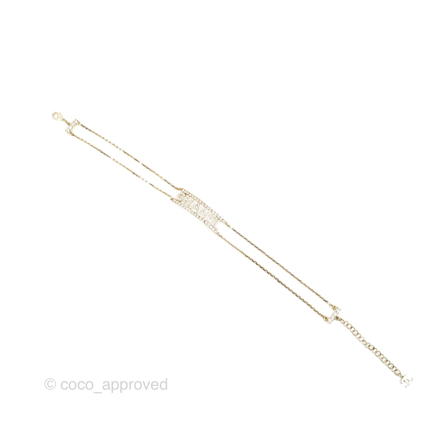 Chanel Crystal Logo Gold Chain Choker 22S