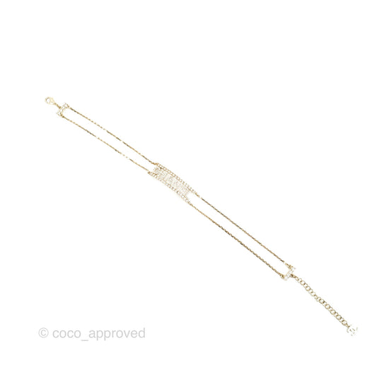 Chanel Crystal Logo Gold Chain Choker 22S