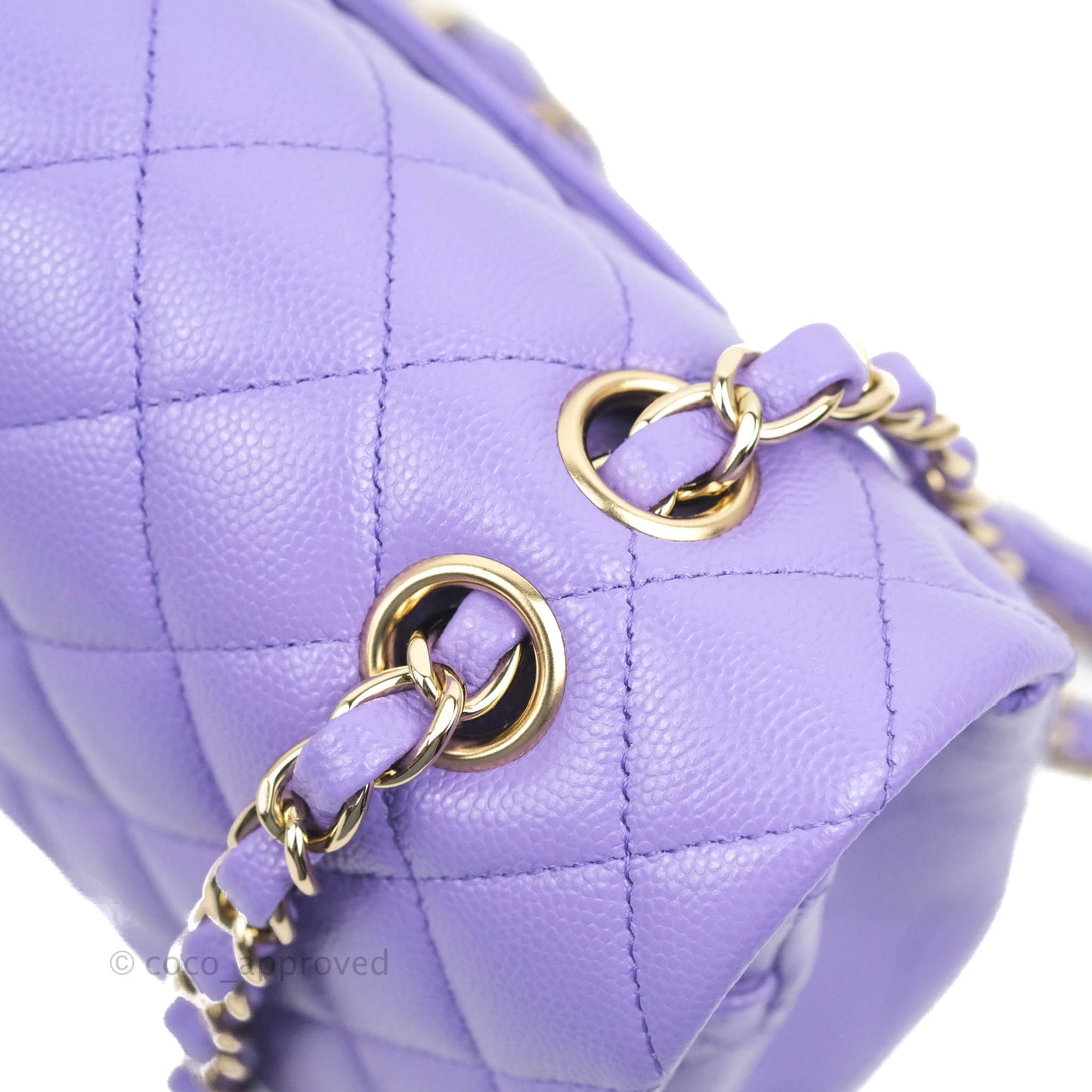 Chanel Classic M/L Medium Flap Quilted Purple Caviar Gold Hardware 20S
