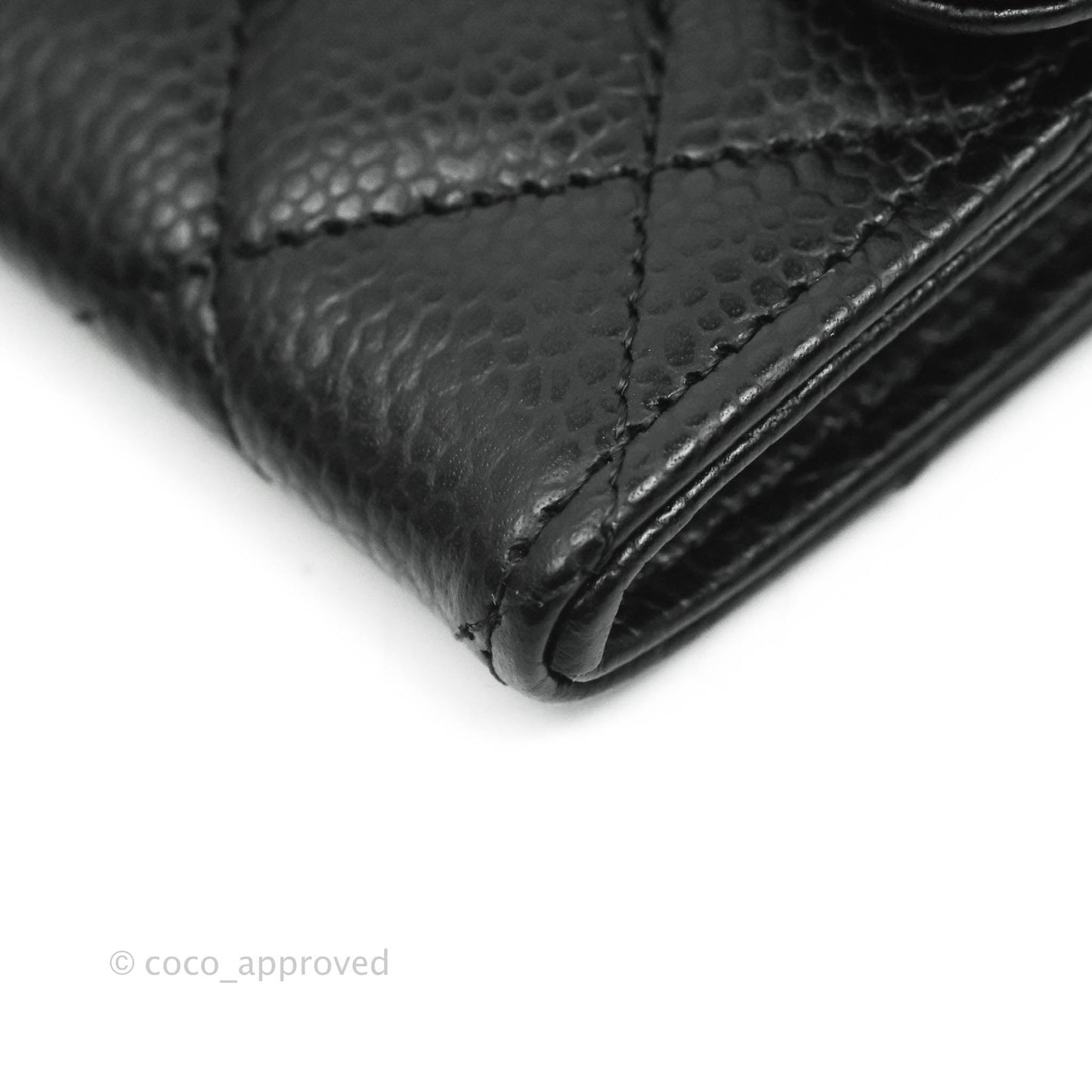 Chanel Quilted Flap Card Holder Black Caviar Gold Hardware
