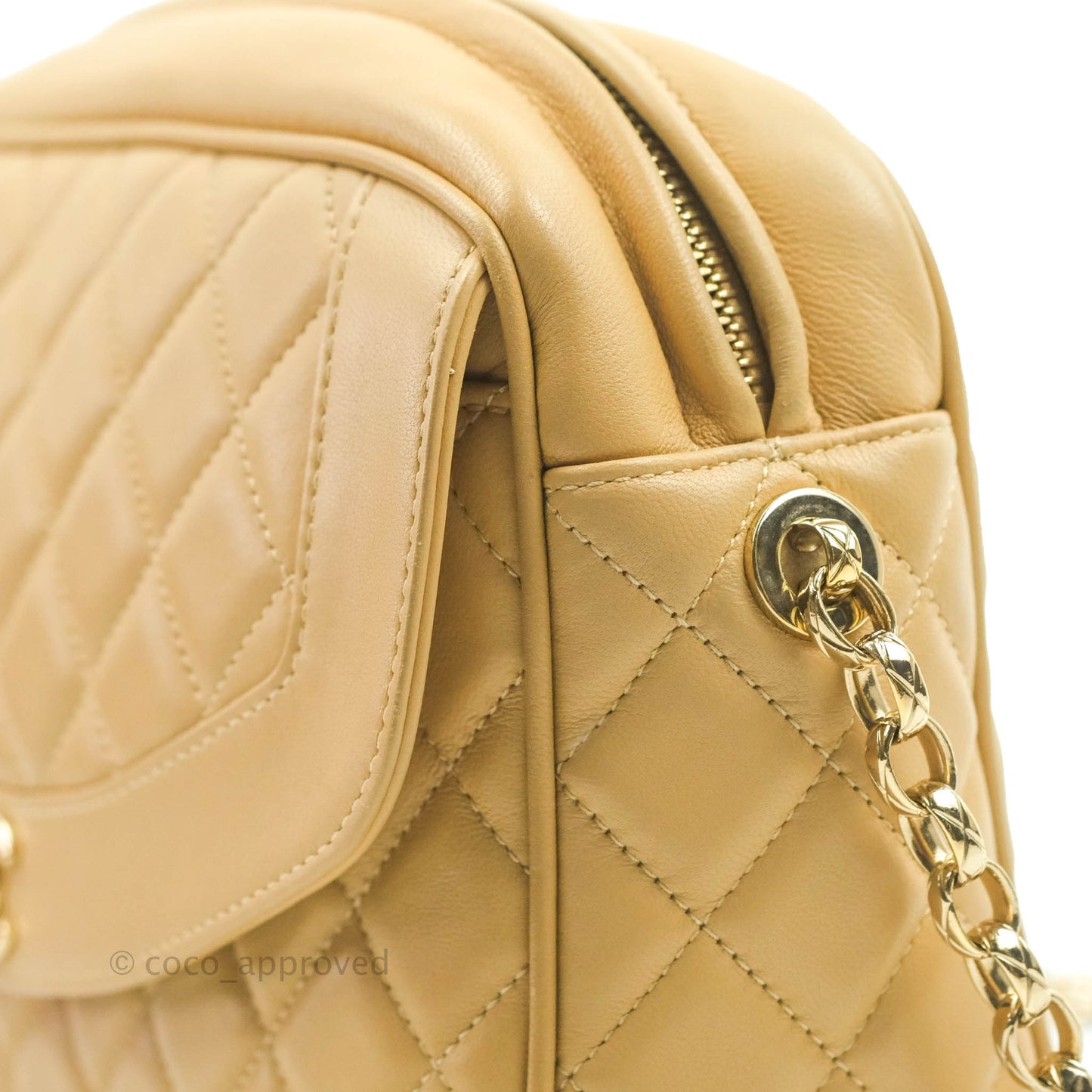 Chanel Calfskin Coco Vintage Camera Case Beige Gold Hardware