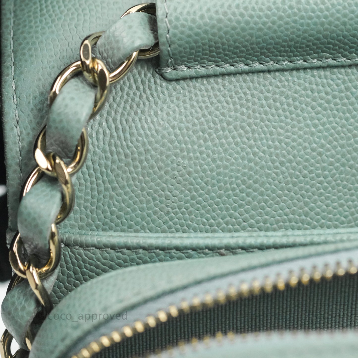 Chanel Quilted Like The Wallet Flap Blue-Greyish Caviar Gold Hardware