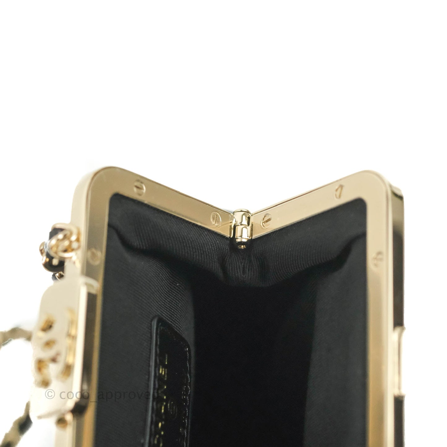 Chanel Kisslock Glasses Case Black Lambskin Gold Hardware 21C