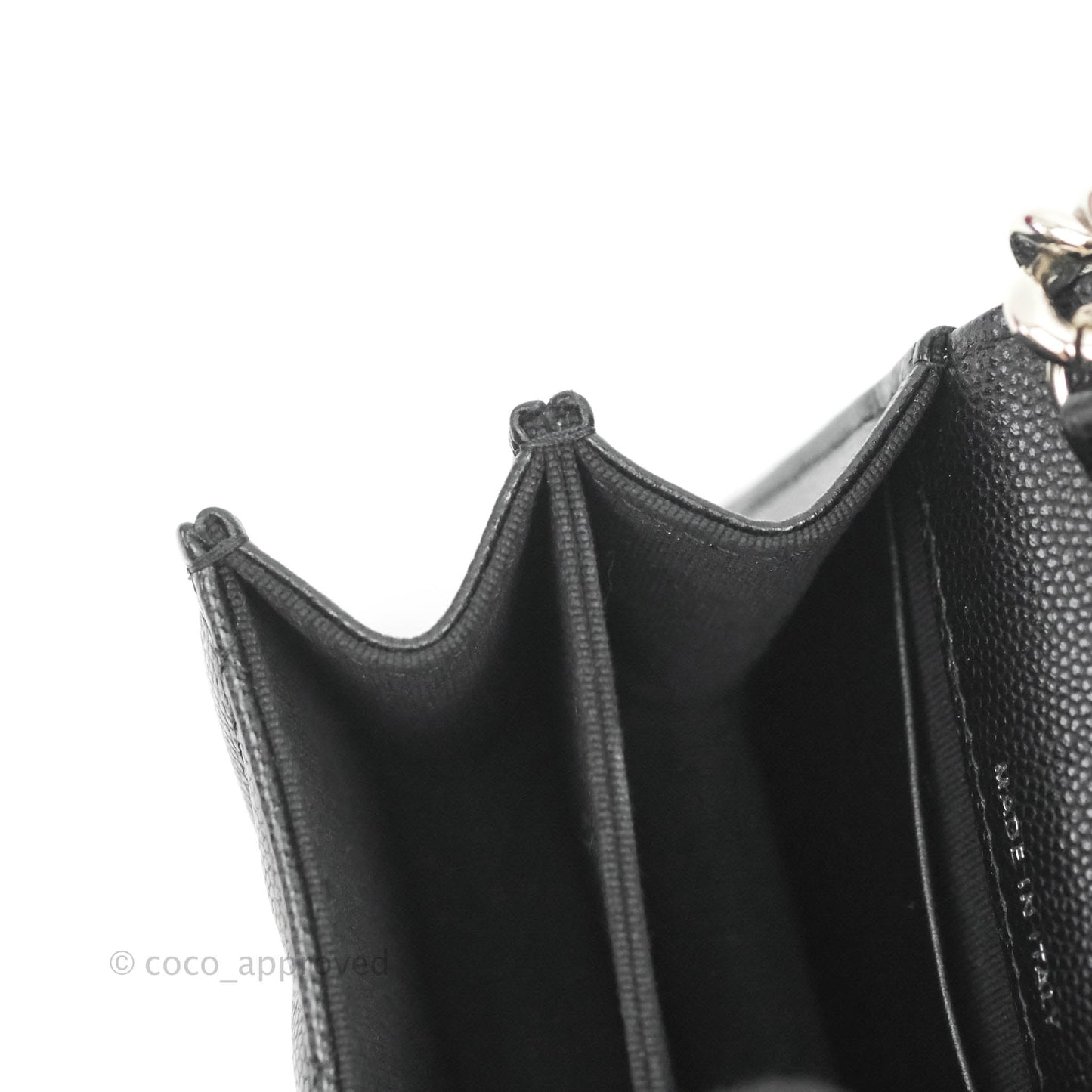 Chanel Mini Clutch With Chain Black Caviar Enamel Silver Hardware 22S