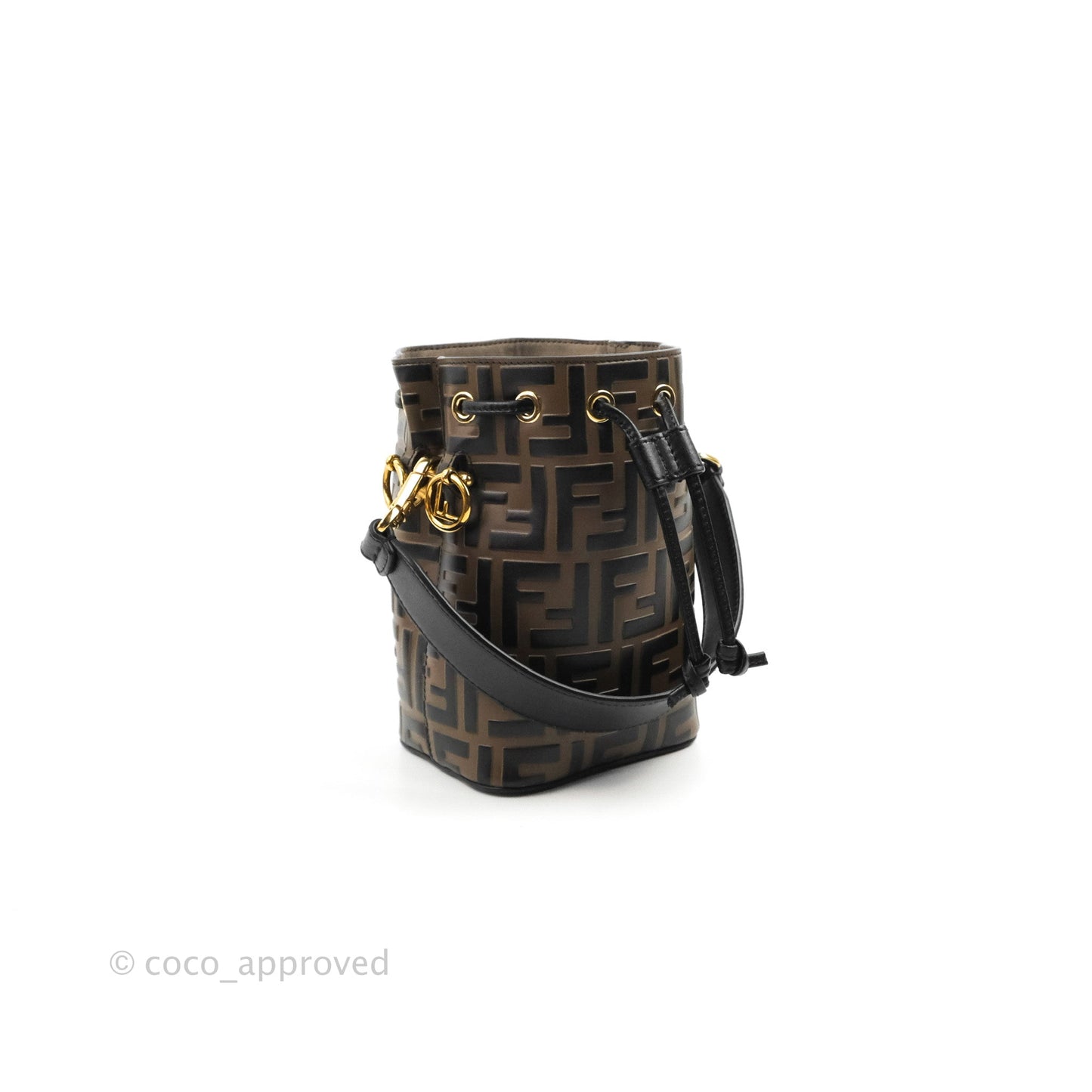 Fendi Mini Mon Tresor Bucket Bag FF Motif Brown