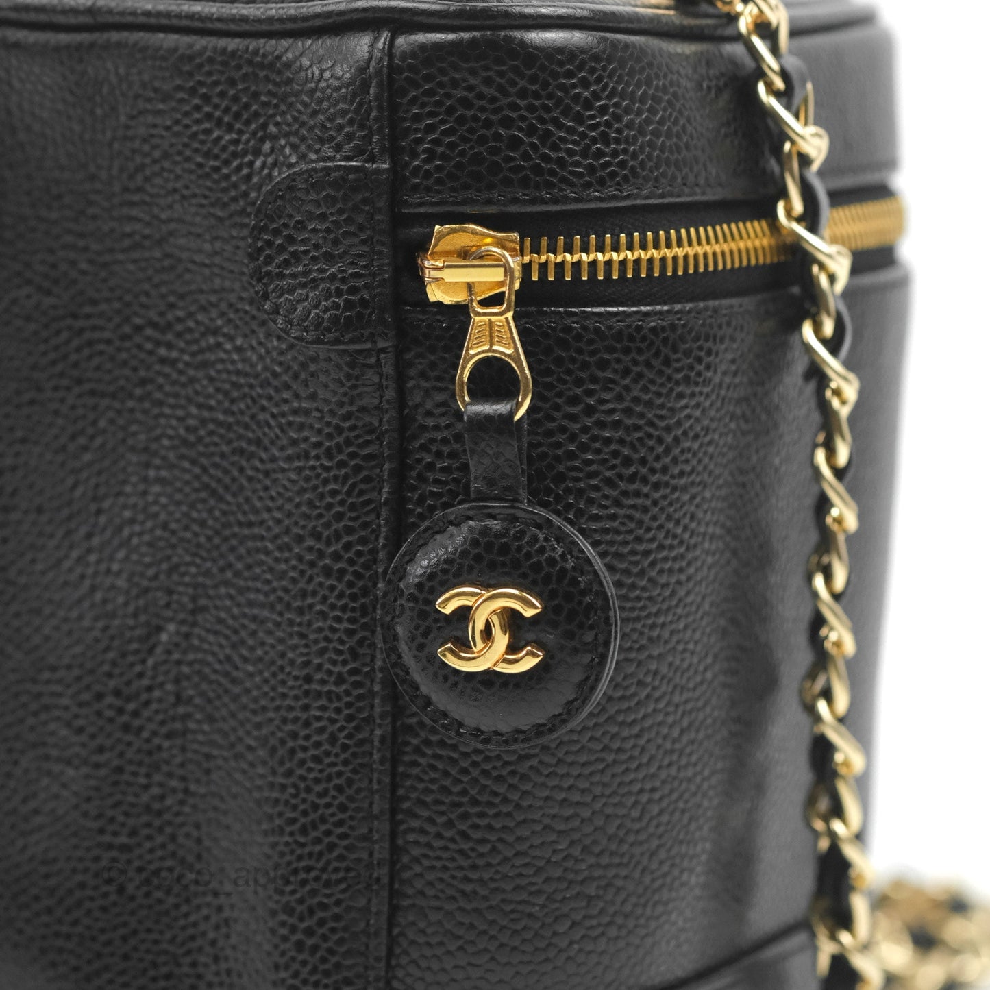Chanel Vintage Vanity Case Black Caviar Gold Hardware