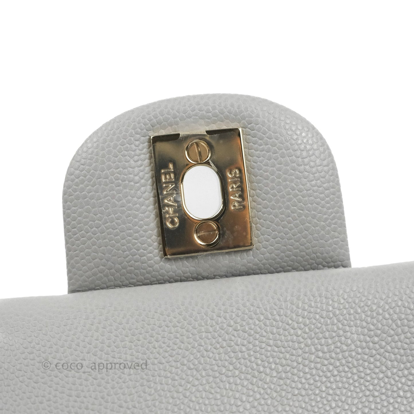 Chanel Small Classic Quilted Flap Grey Caviar Gold Hardware 21A