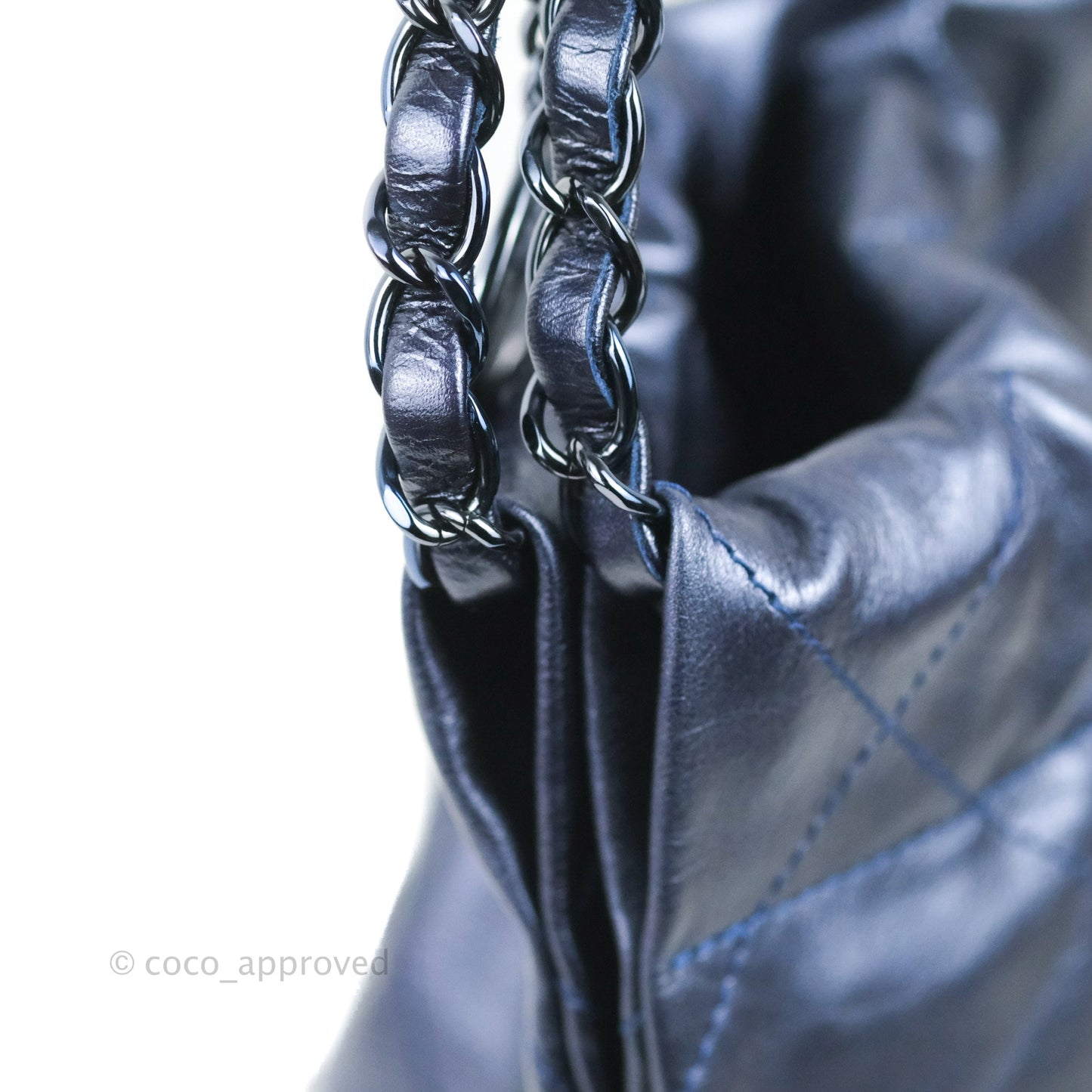 Chanel 22 Small Metallic Midnight Blue Aged Calfskin Midnight Blue/Silver Hardware