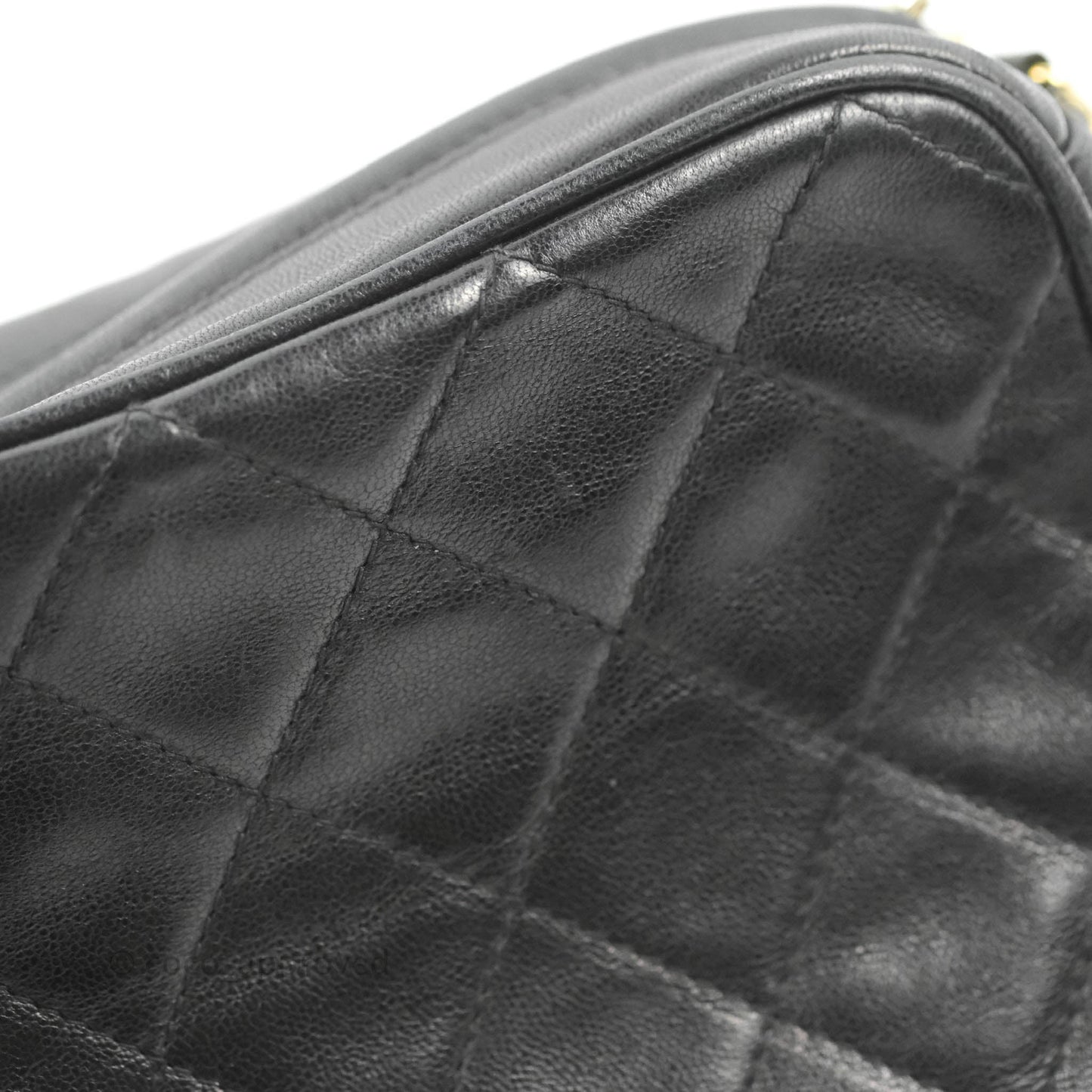 Chanel Vintage Small Camera Bag Black Lambskin Gold Hardware