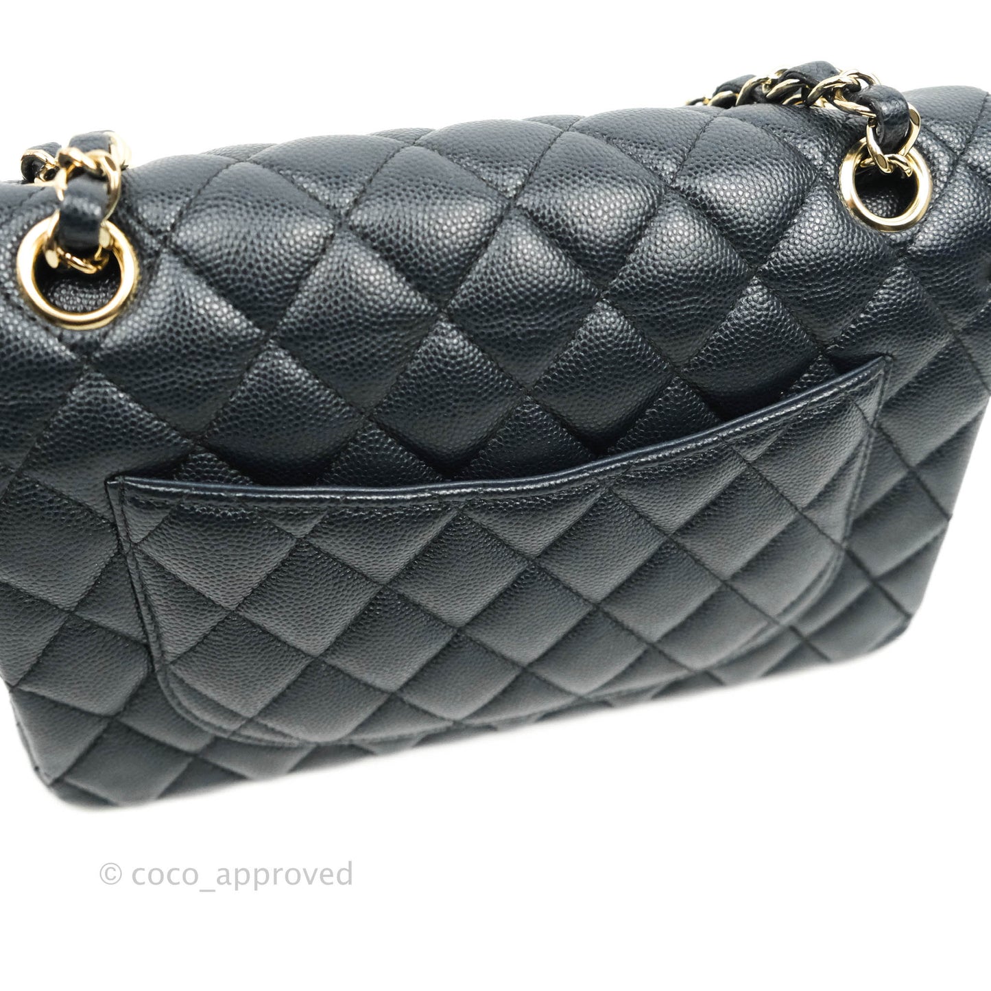 Chanel Small Classic Quilted Flap Very Dark Navy Caviar Gold Hardware