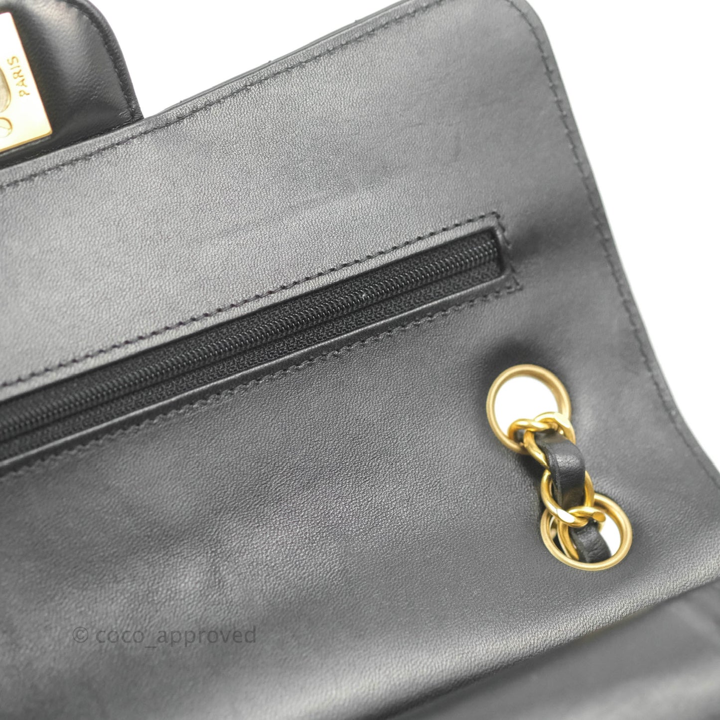 Chanel Classic Chevron S/M Small Double Flap Black Lambskin Gold Hardware