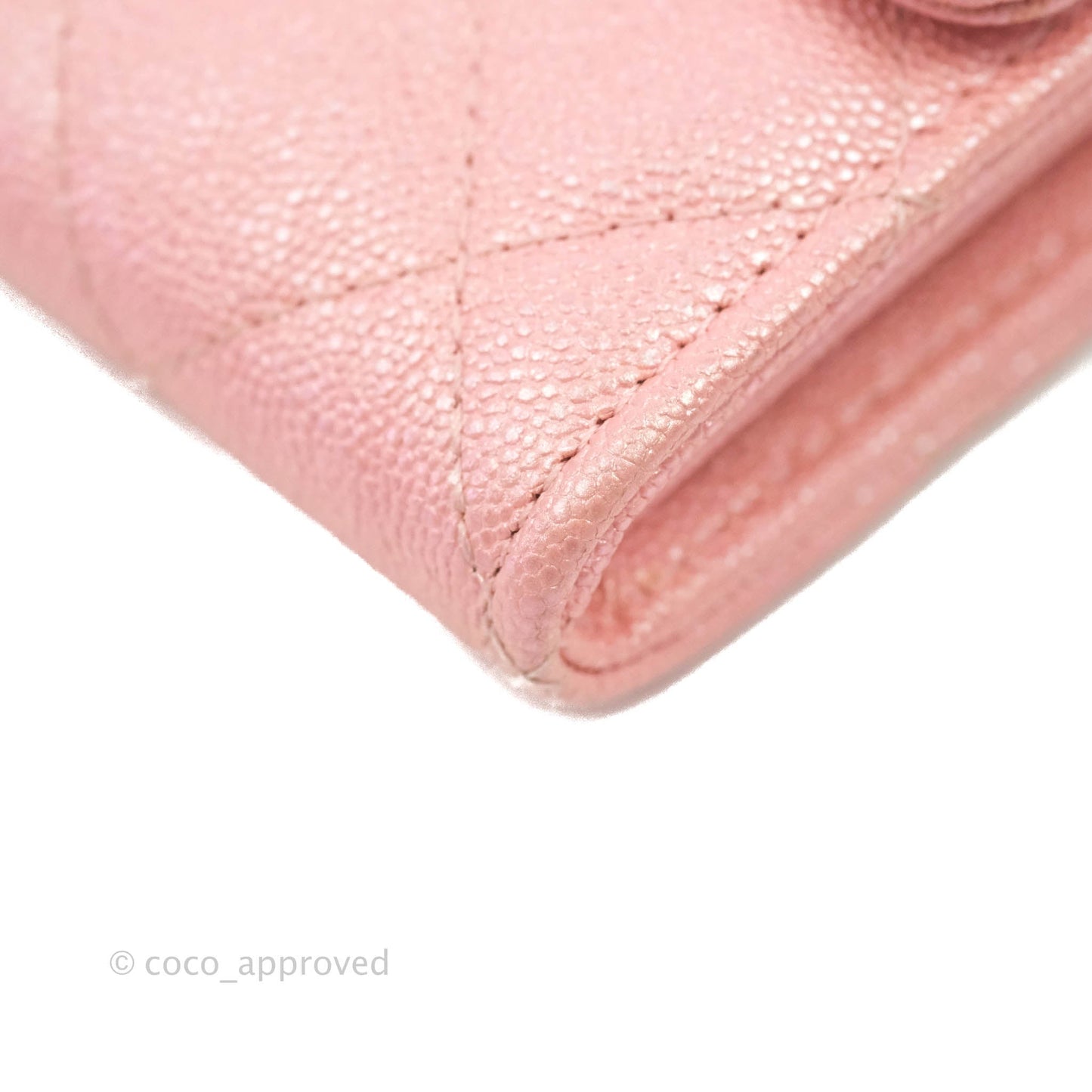 Chanel Mini Quilted Wallet On Chain WOC Caviar Iridescent Pink Gold Hardware 19S