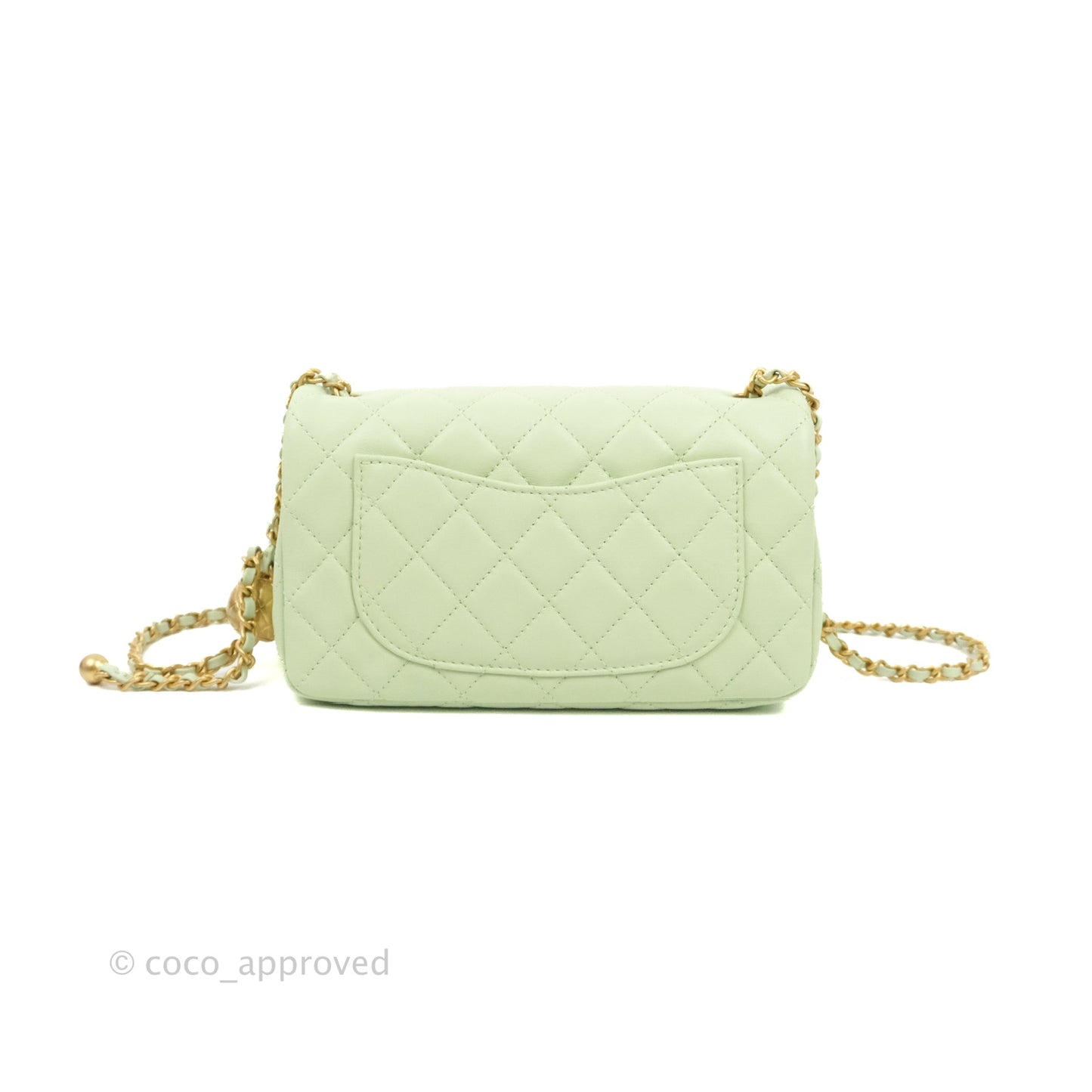 Chanel Quilted Mini Rectangular Pearl Crush Avocado Green Lambskin Aged Gold Hardware 22C