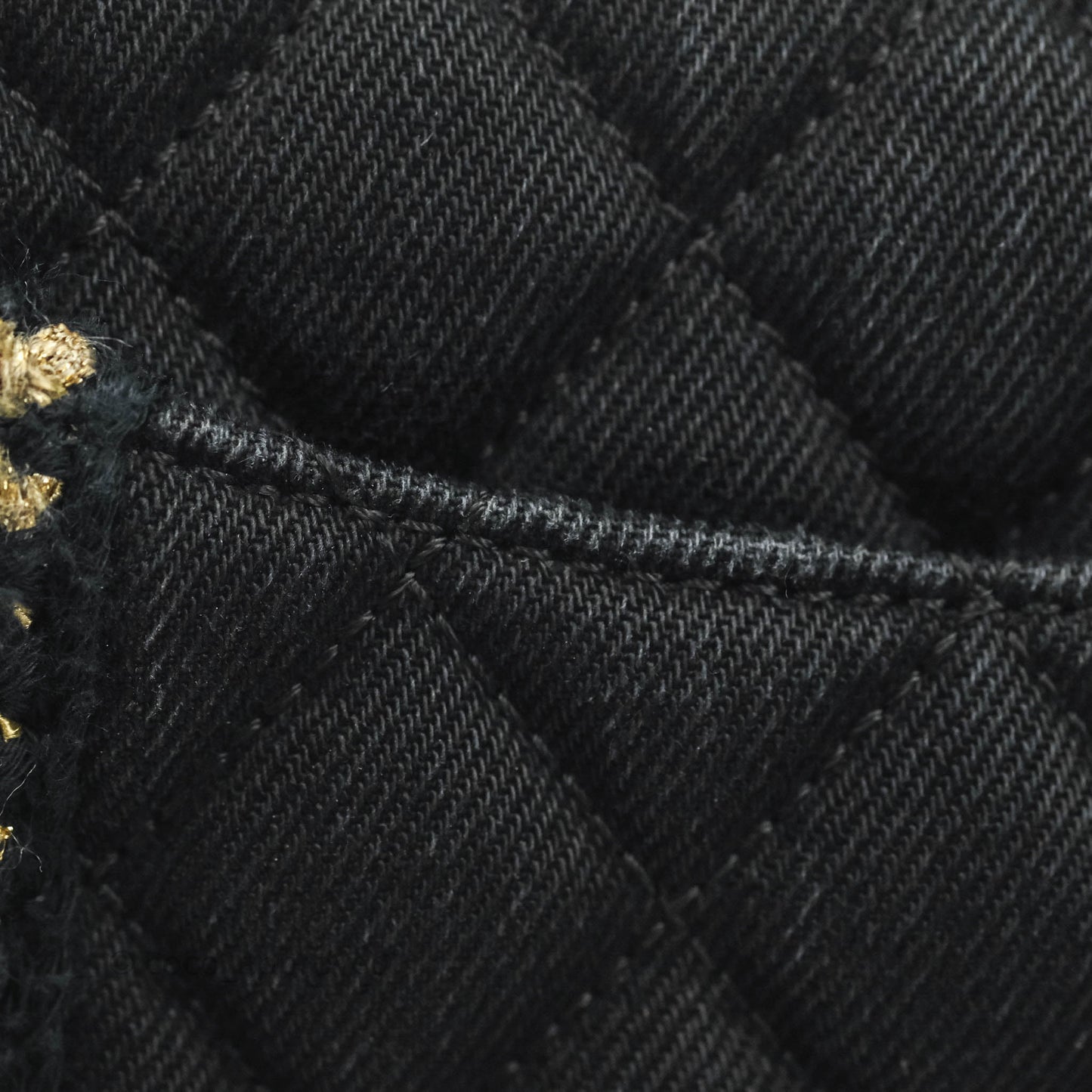 Chanel Classic Mini Rectangular Flap Bag Black Denim Braided Gold Hardware 18A
