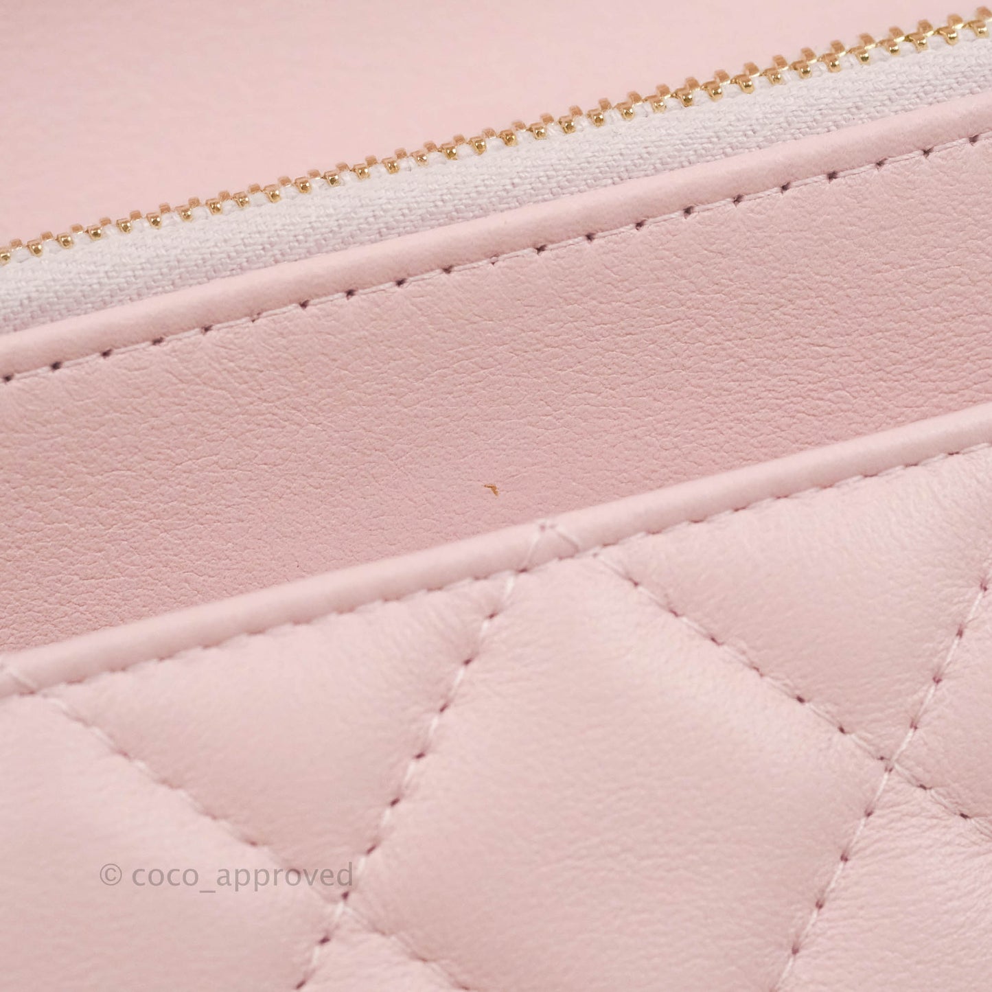 Chanel Quilted Wallet On Chain WOC With Pearl Chain Pink Aged Gold Hardware