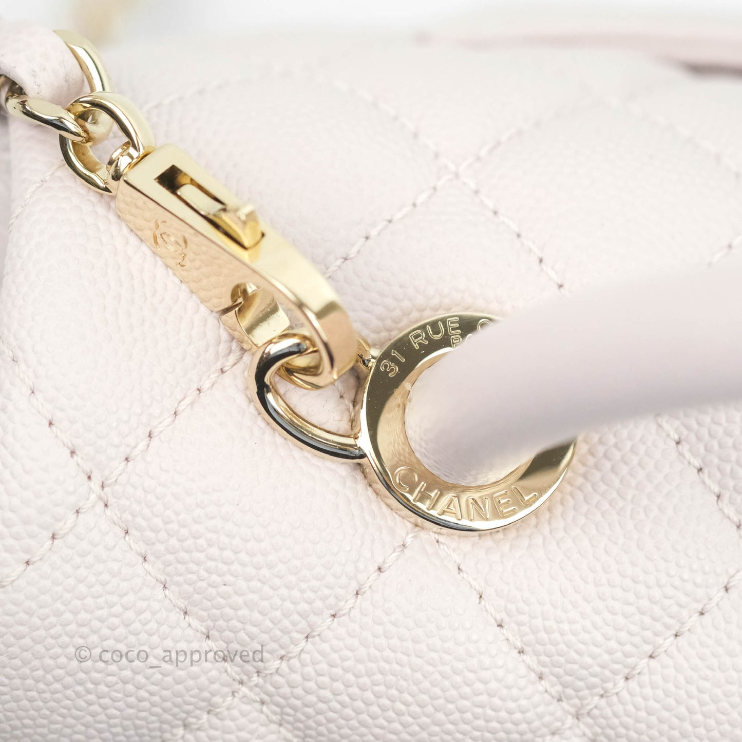 Chanel Medium Coco Handle Quilted Light Lilac Pink Caviar Gold Hardware
