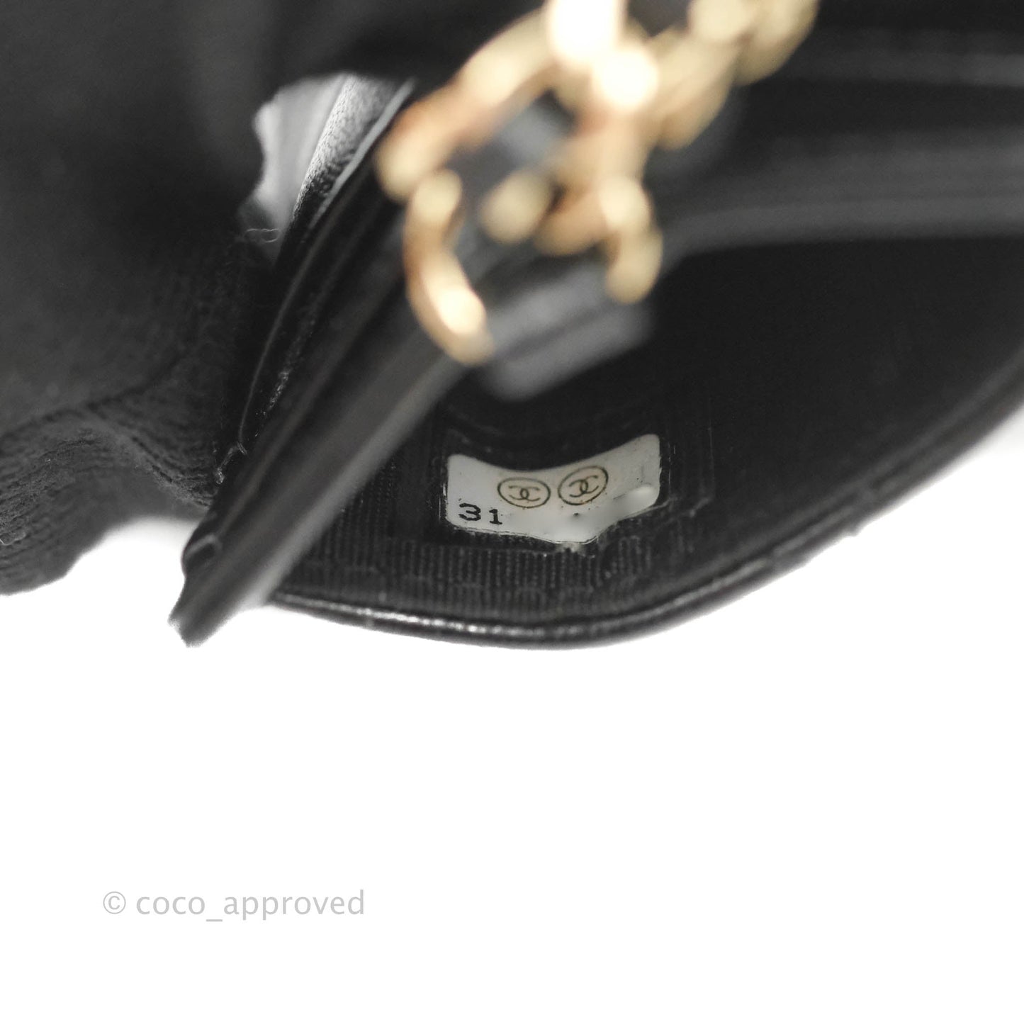Chanel Quilted Chain Camellia Card Holder Black Lambskin Gold Hardware