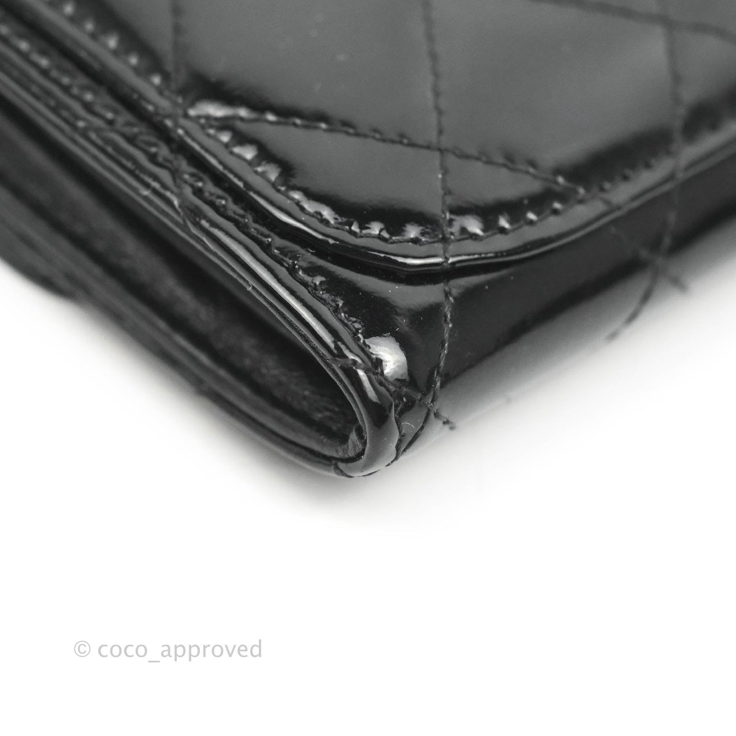 Chanel Quilted Flap Card Holder So Black Patent