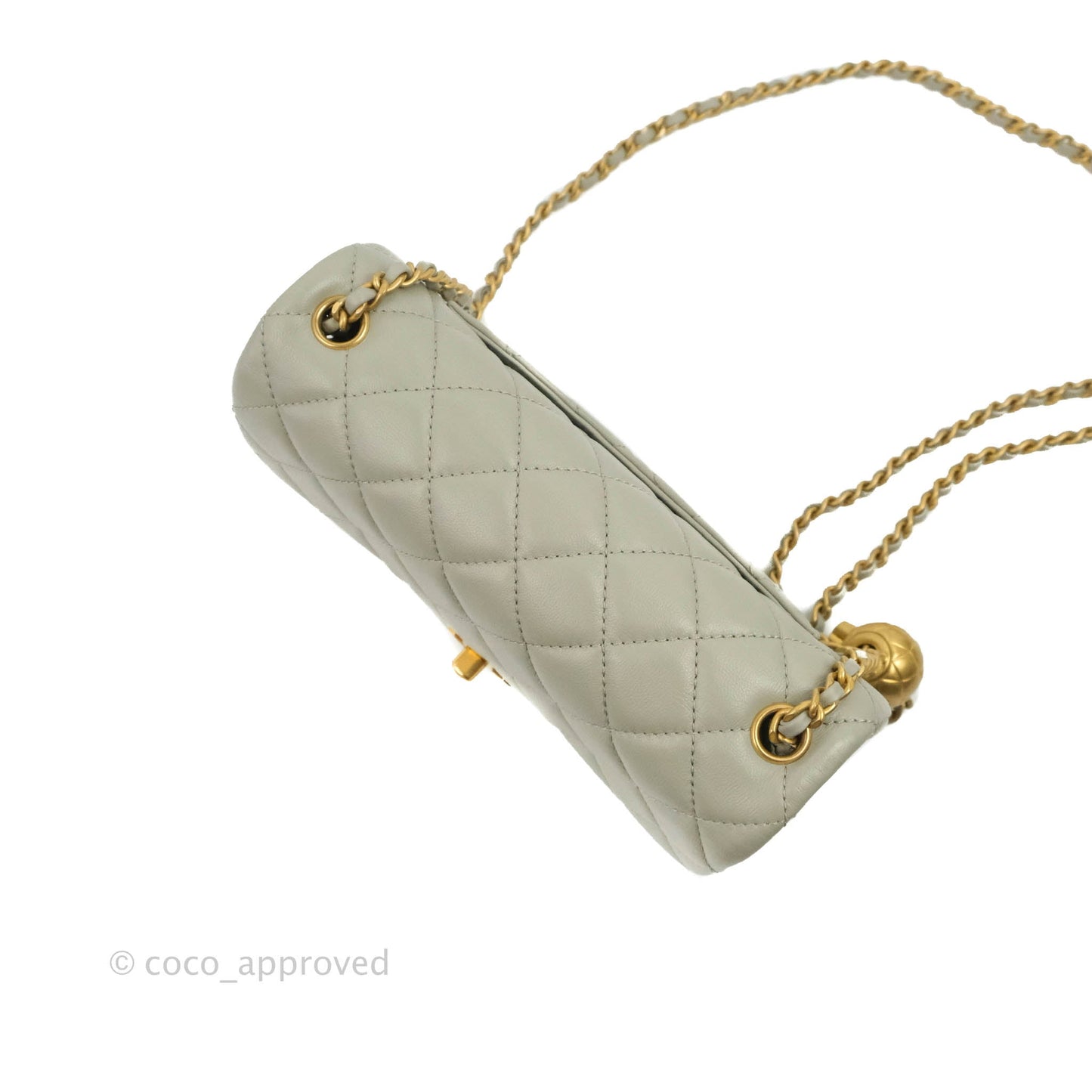 Chanel Mini Rectangular Pearl Crush Quilted Grey Lambskin Aged Gold Hardware 22C