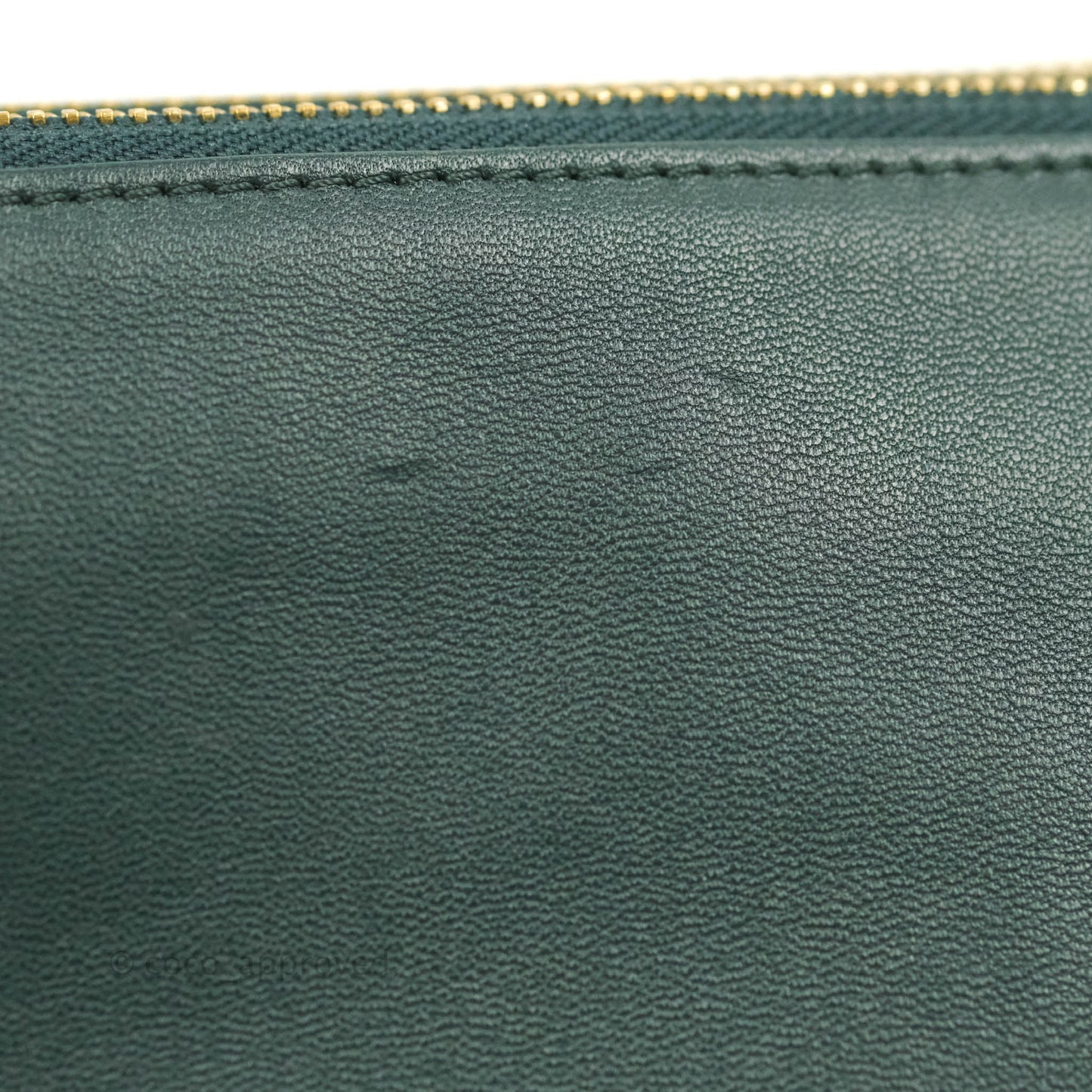 Celine Large Trio Crossbody Bag Dark Green Lambskin Gold Hardware