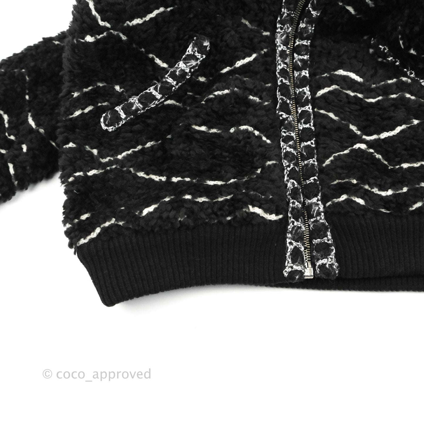 Chanel Fuzzy Alpaca Zip-Up Jacket in Black Size 34