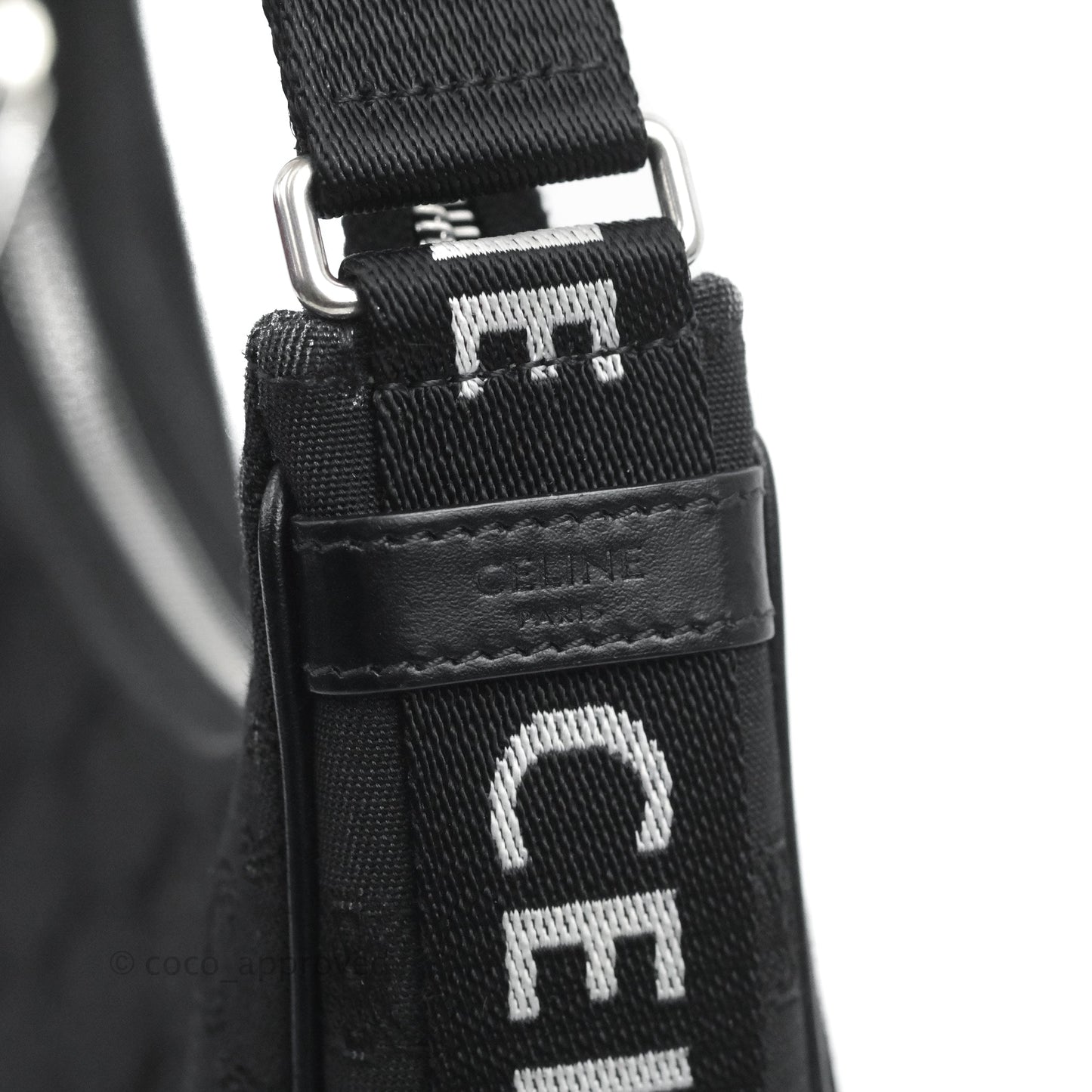 Celine Medium Ava Bag with Celine Strap Black Triomphe Jacquard Calfskin