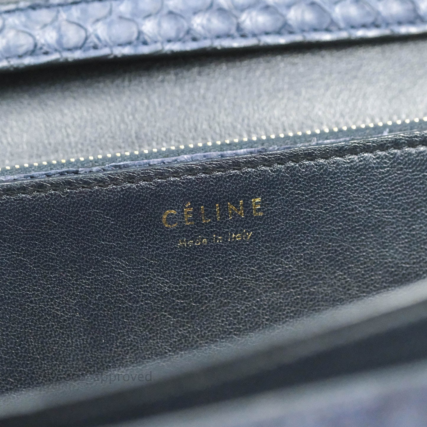 Celine Medium Classic Box Flap Grey Blue Python Gold Hardware
