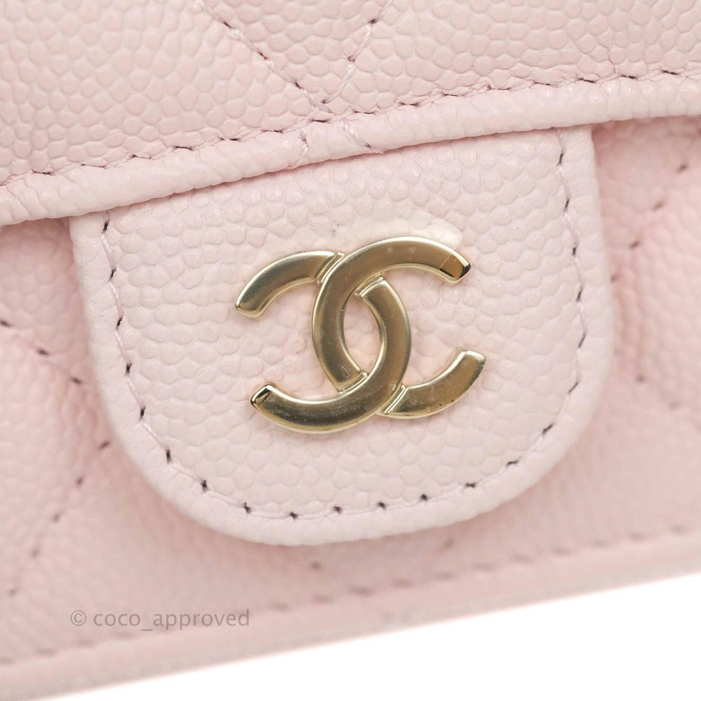 Chanel Mini Wallet With Chain Light Pink Caviar Gold Hardware
