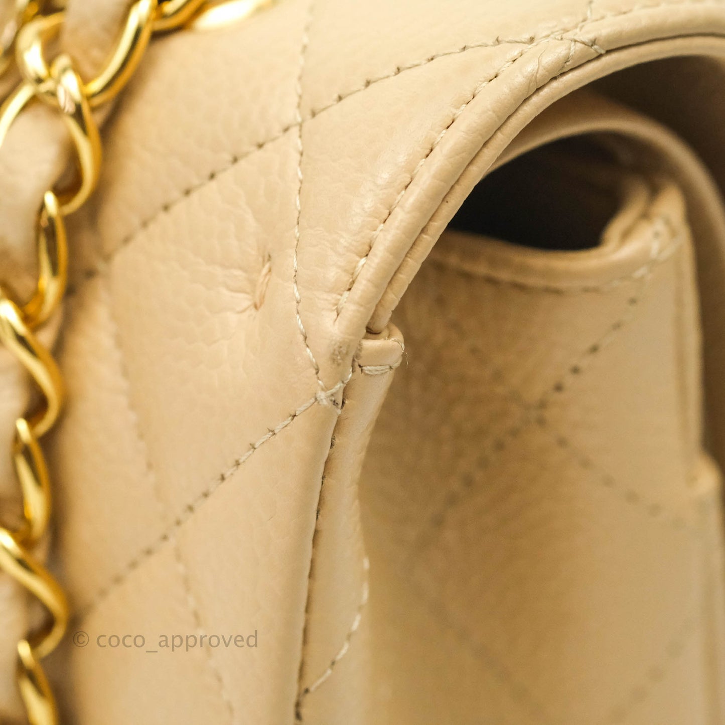 Chanel Classic M/L Medium Double Flap Beige Caviar Gold Hardware