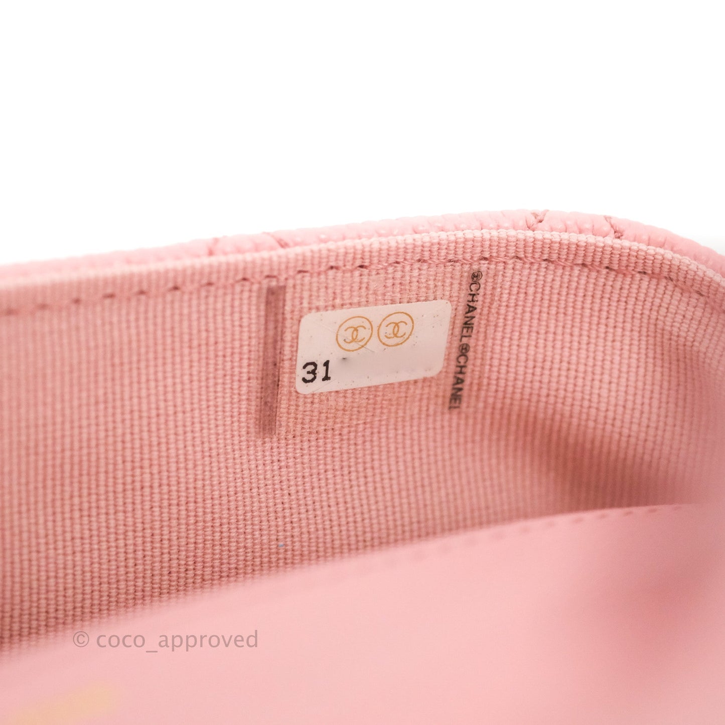 Chanel Quilted Glasses Case With Chain Pink Caviar Gold Hardware