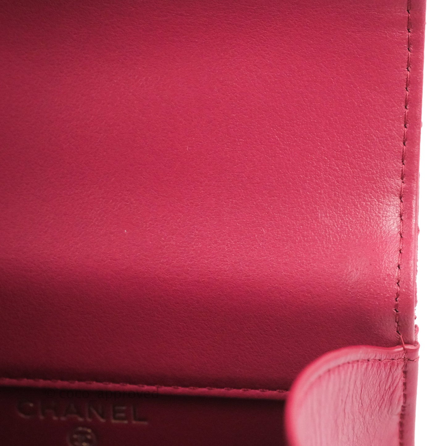 Chanel Quilted Perfect Fit Dark Pink Phone Holder Aged Gold Hardware