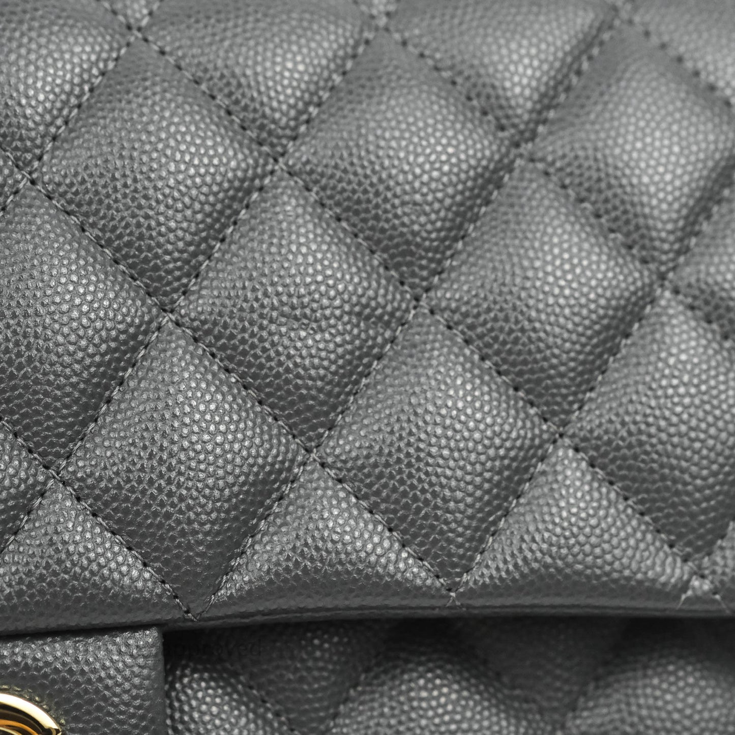 Chanel Classic M/L Medium Flap Quilted Dark Grey Caviar Gold Hardware 21B