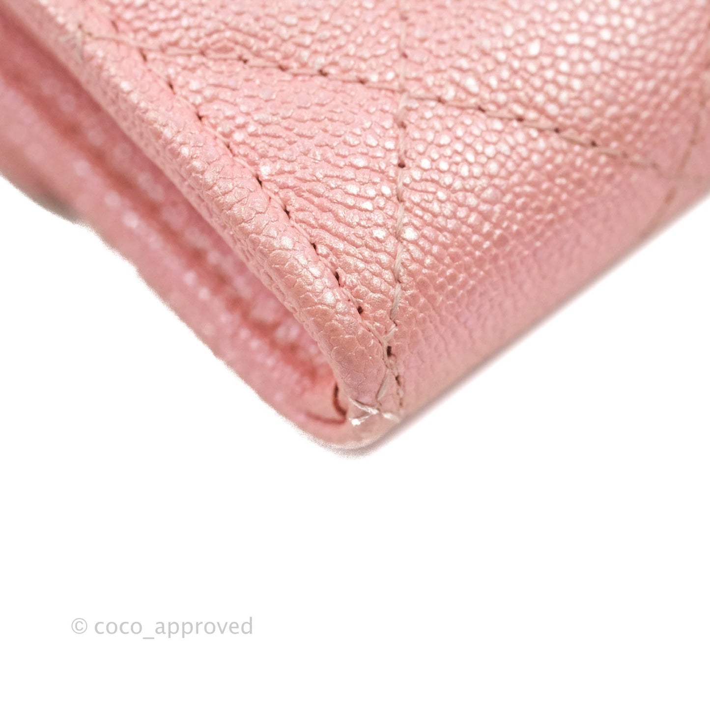 Chanel Mini Quilted Wallet On Chain WOC Caviar Iridescent Pink Gold Hardware 19S