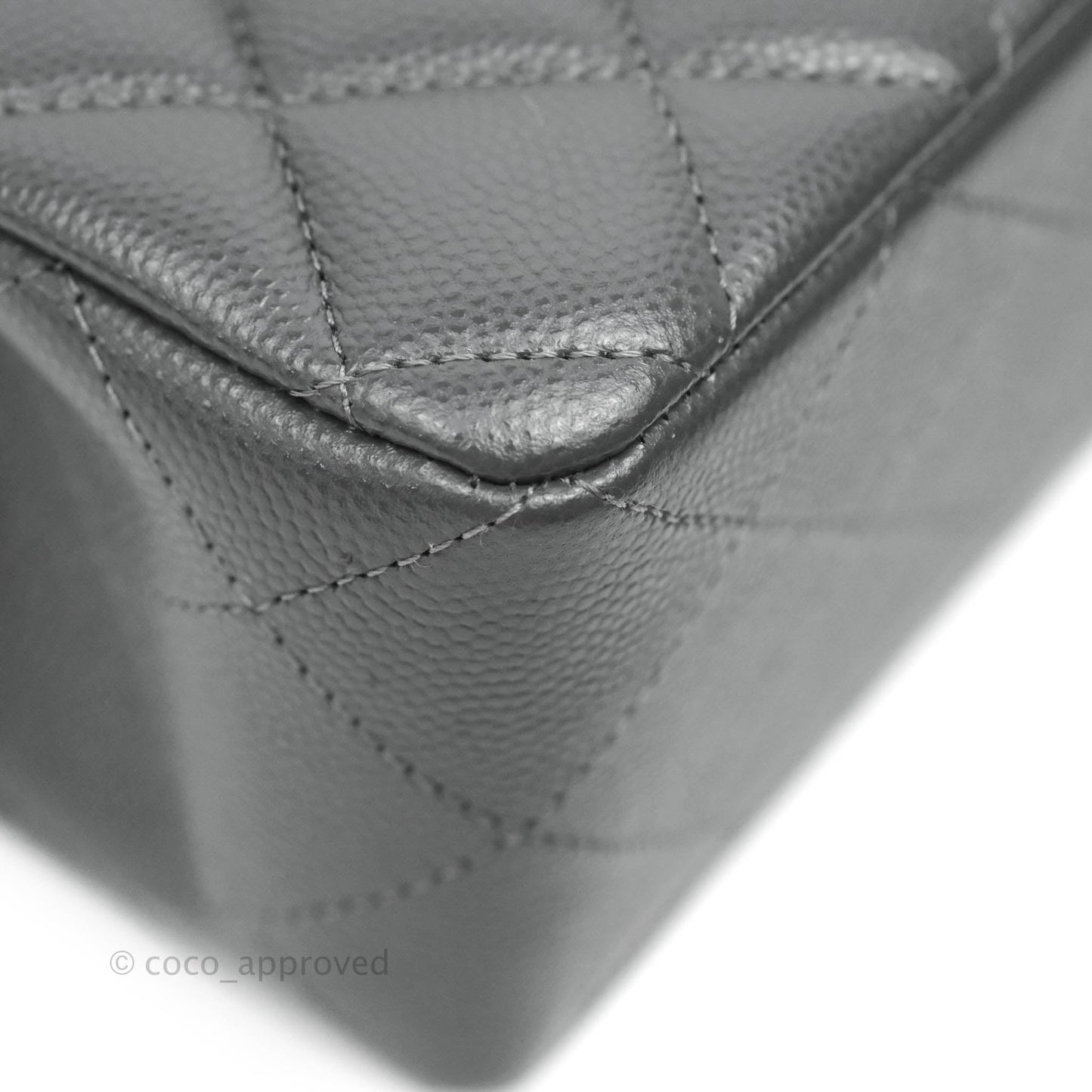 Chanel Classic Small S/M Flap Dark Grey Caviar Gold Hardware 21B