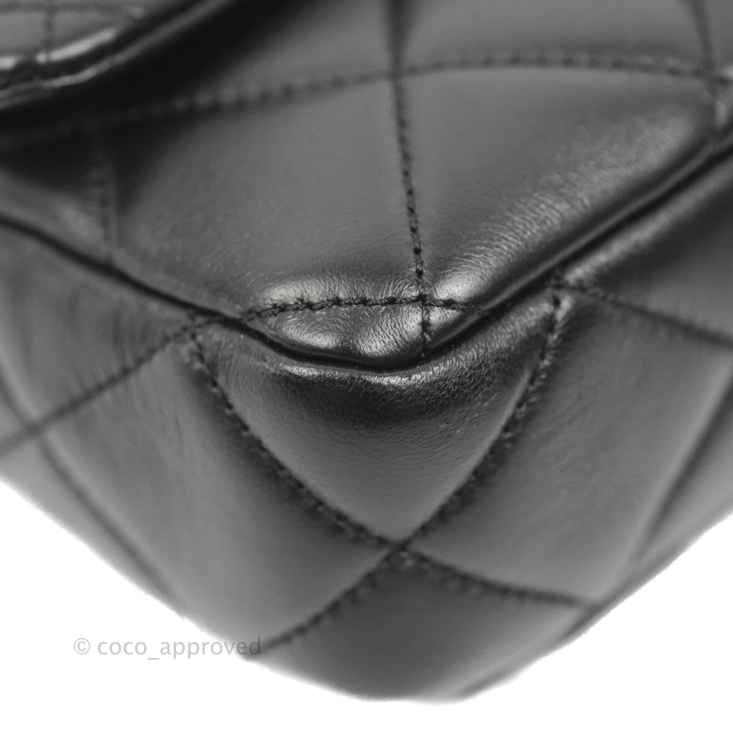 Chanel Quilted Pending CC Enamel Mini Square Flap Black Lambskin Aged Gold Hardware 22P