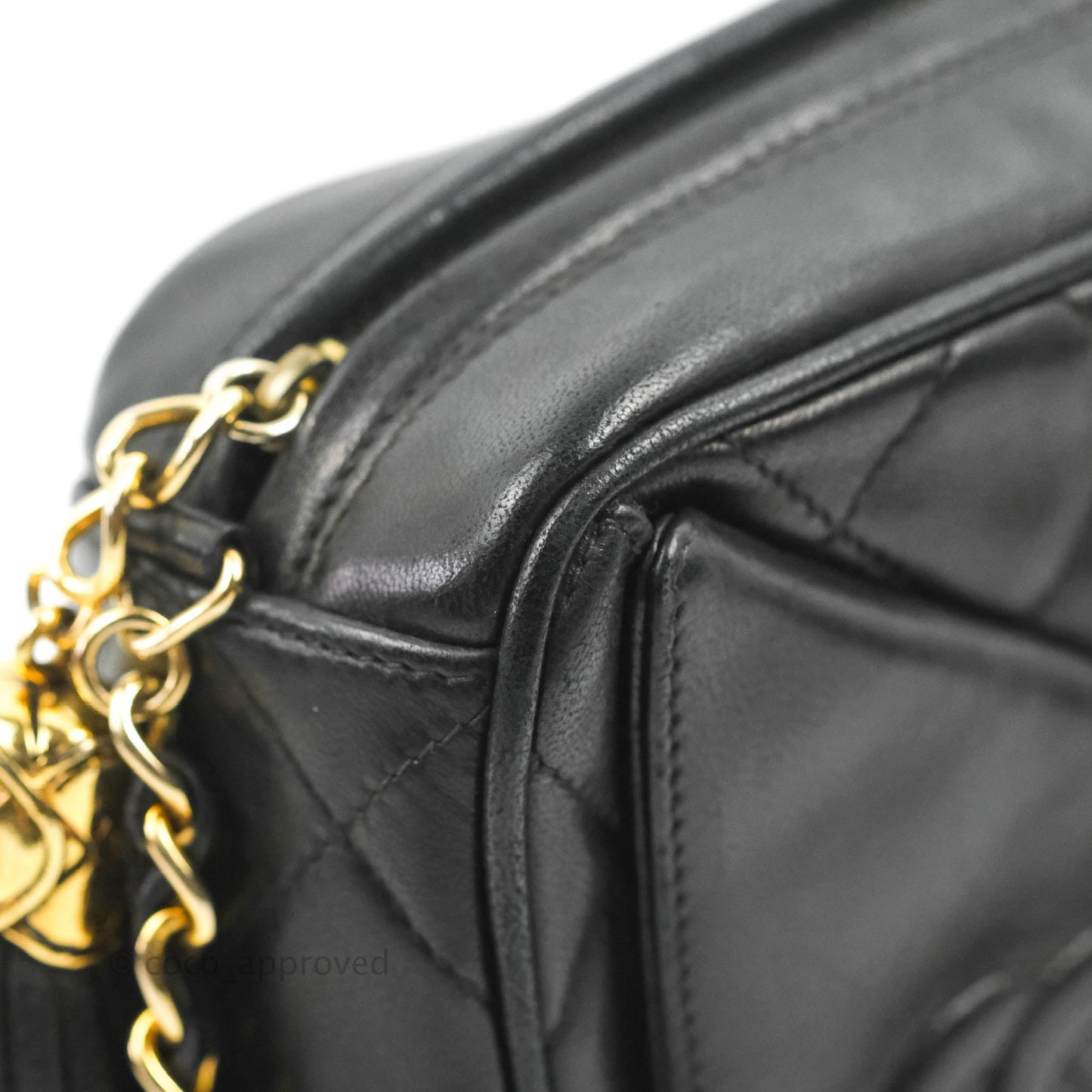 Chanel Vintage Small Camera Bag Black Lambskin Gold Hardware