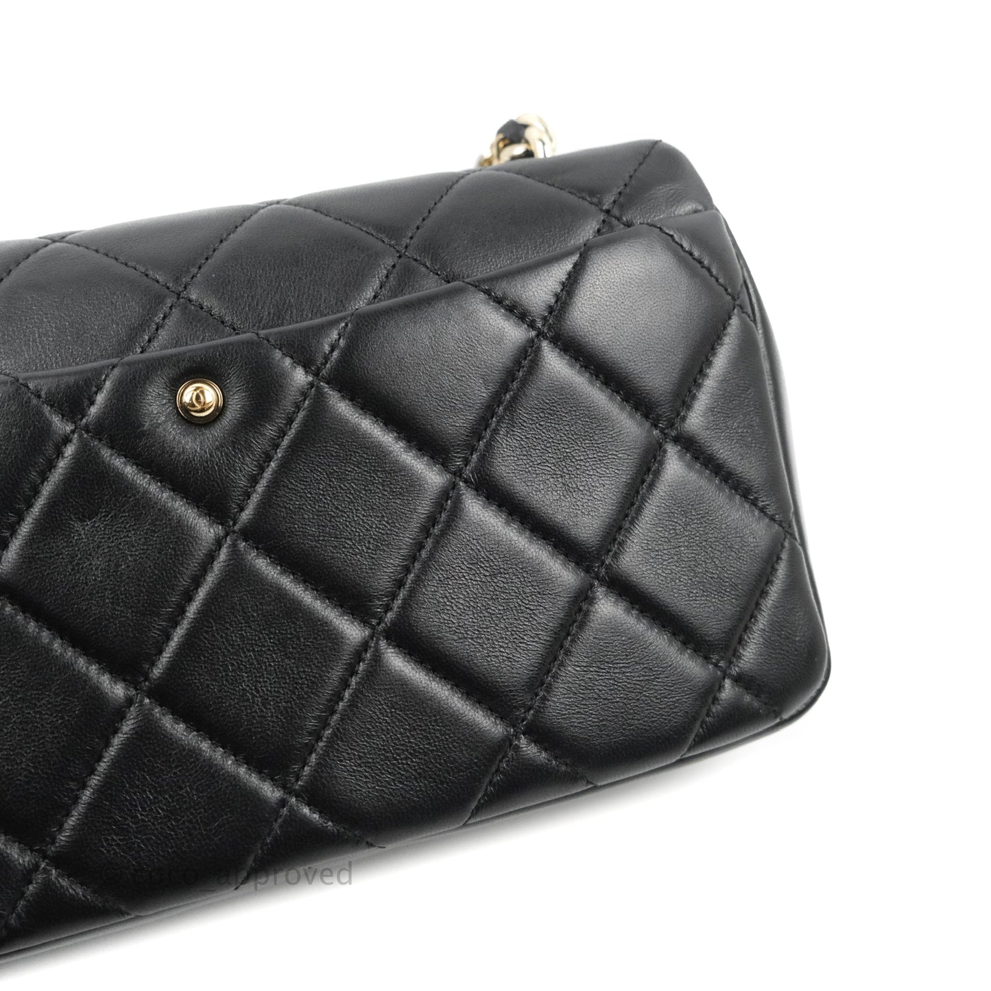 Chanel Quilted Resin Bi-Color Chain Flap Bag Black Lambskin