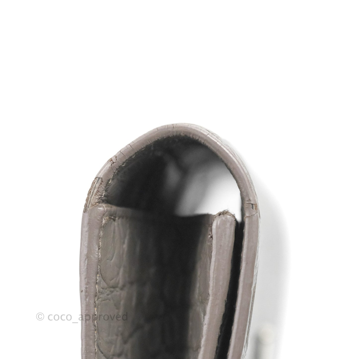 Saint Laurent Clutch Bag Grey Croc-Embossed Silver Hardware