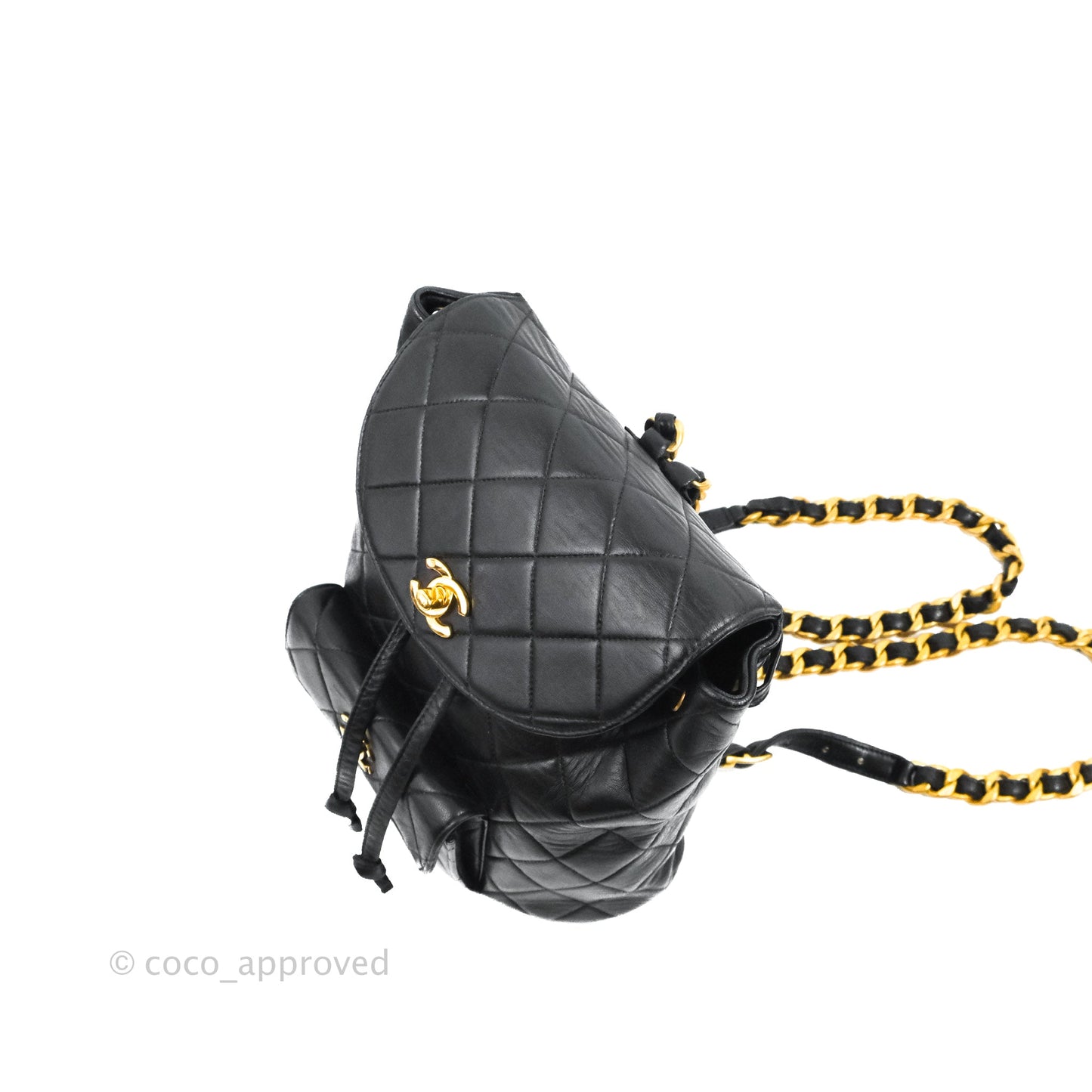 Chanel Vintage CC Duma Backpack Black Lambskin 24K Gold Hardware