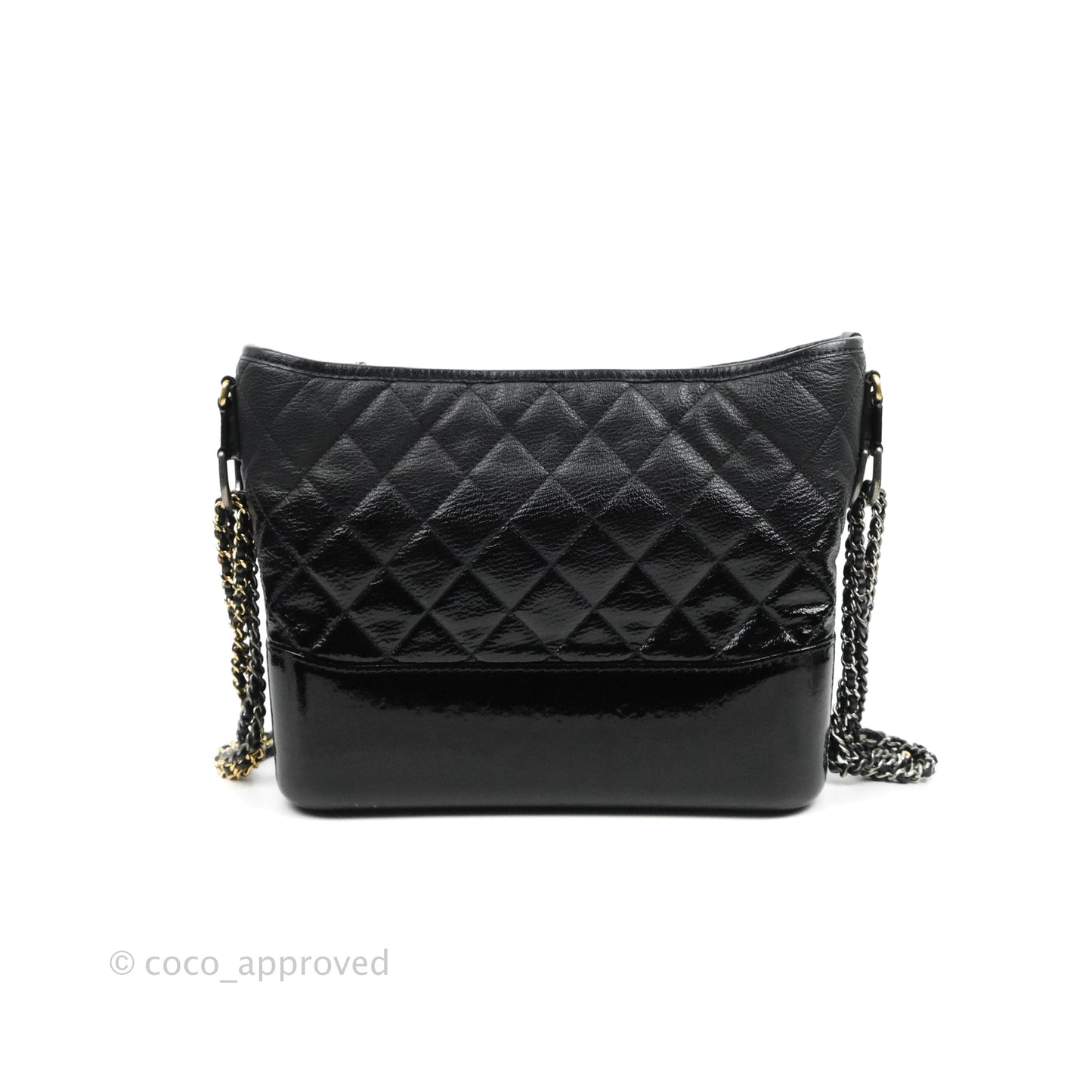 Chanel Large Gabrielle Hobo Black Patent Goatskin Mixed Hardware 18S