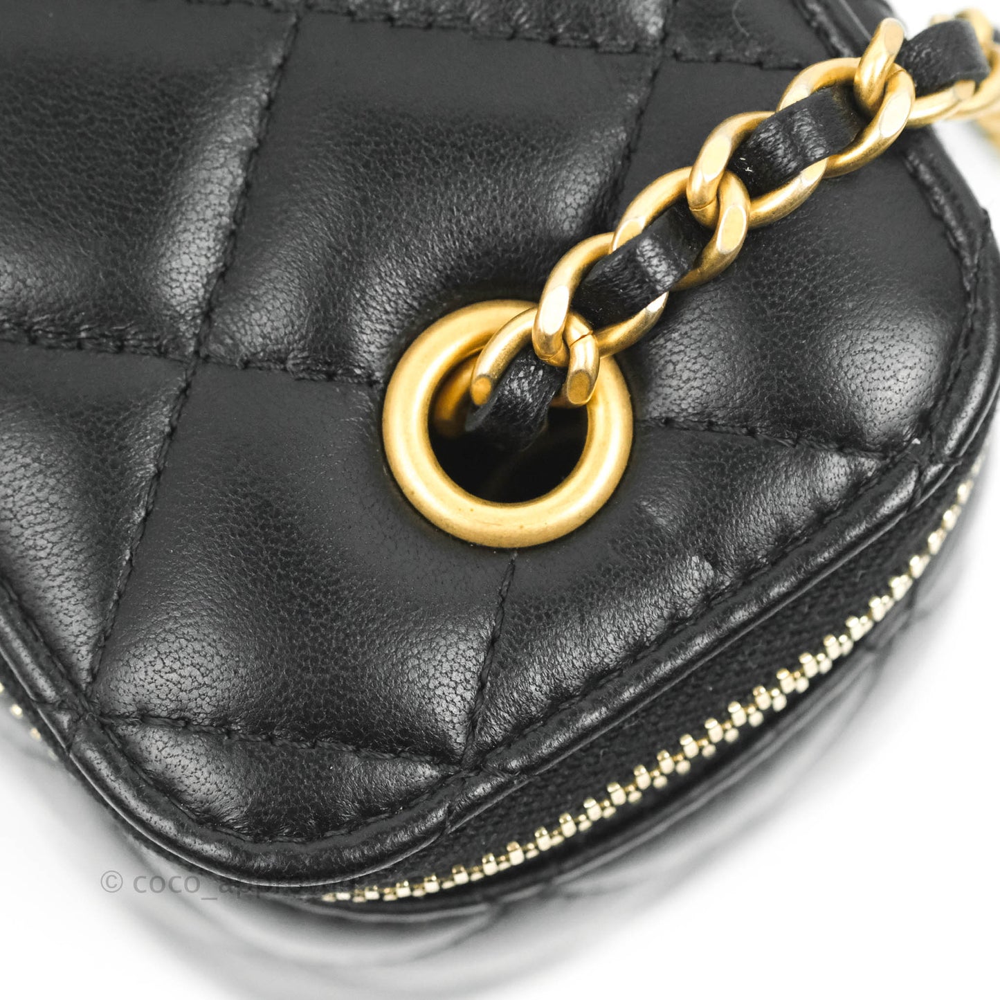 Chanel Classic Mini Pearl Crush Vanity With Chain Black Lambskin Aged Gold Hardware