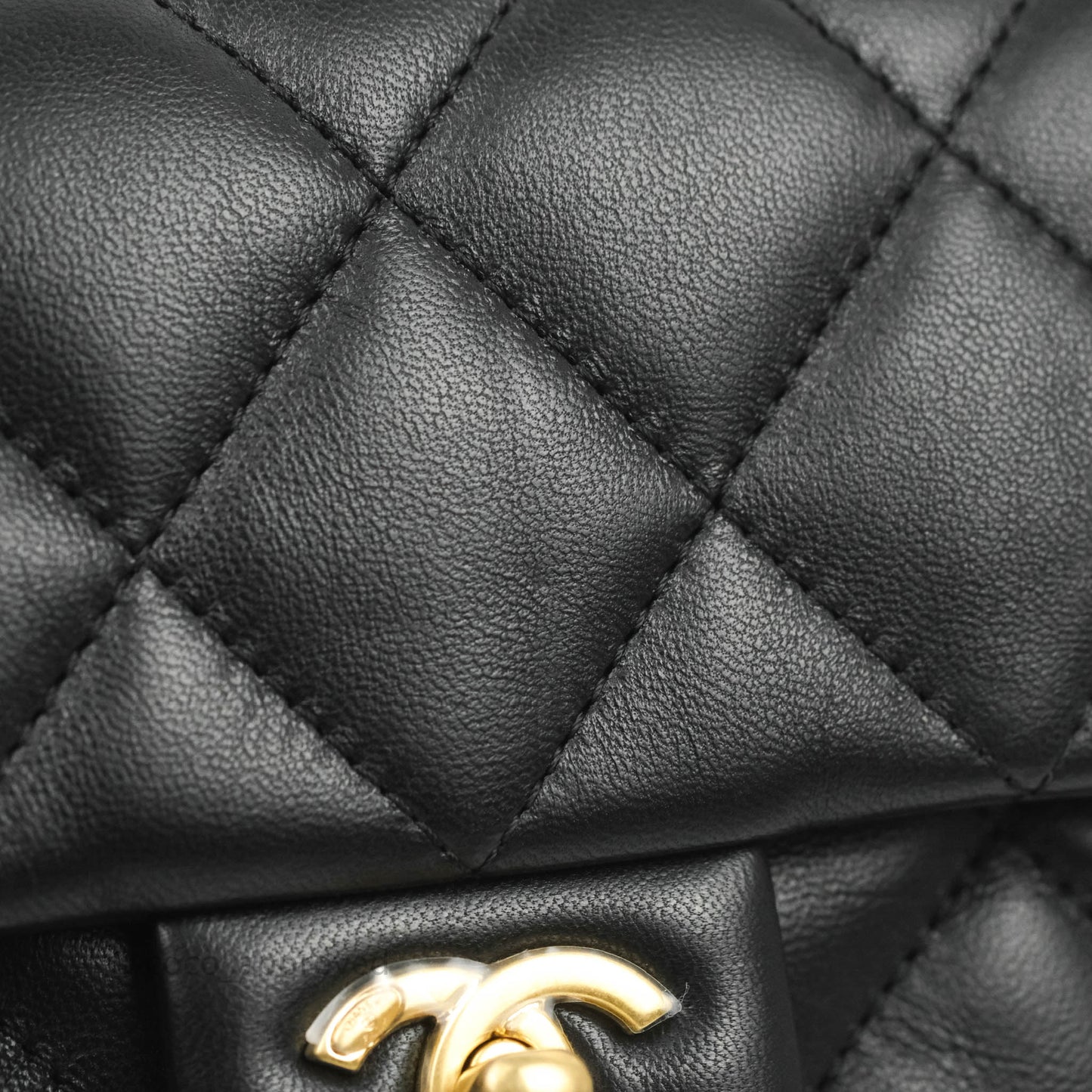 Chanel Mini Flap Bag With Heart CC Charm Black Lambskin Aged Gold Hardware