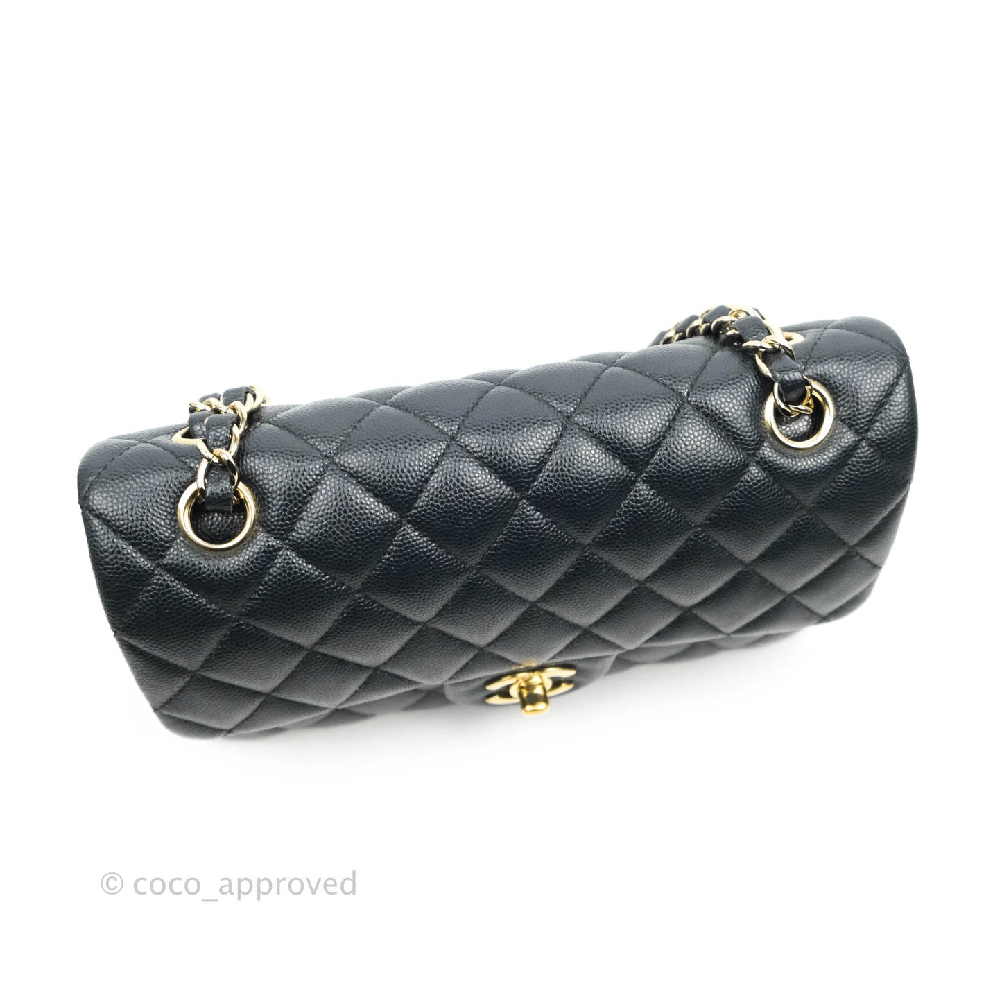 Chanel Small Classic Quilted Flap Very Dark Navy Caviar Gold Hardware